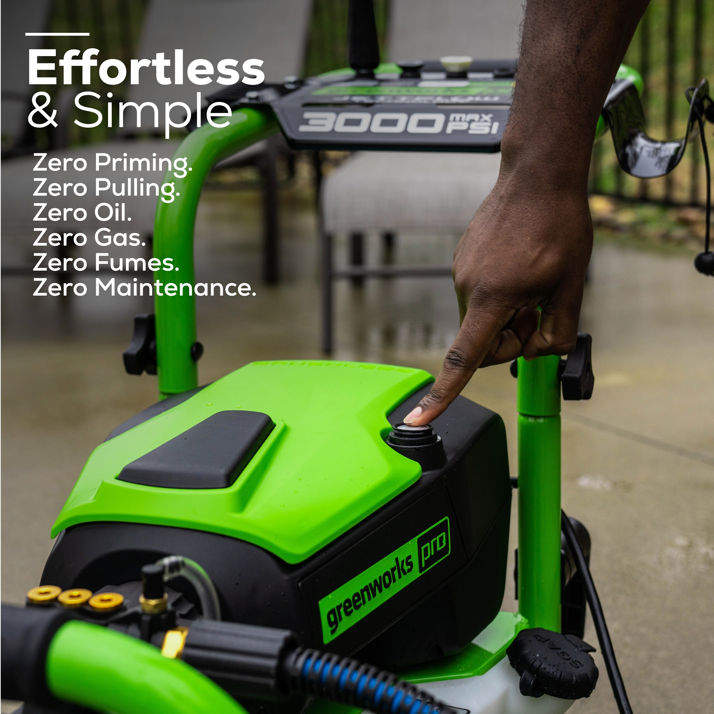 Greenworks 3000 PSI (1.1 GPM) TruBrushless Electric Pressure Washer & High  Pressure Soap Applicator Universal Pressure Washer Attachment & Surface