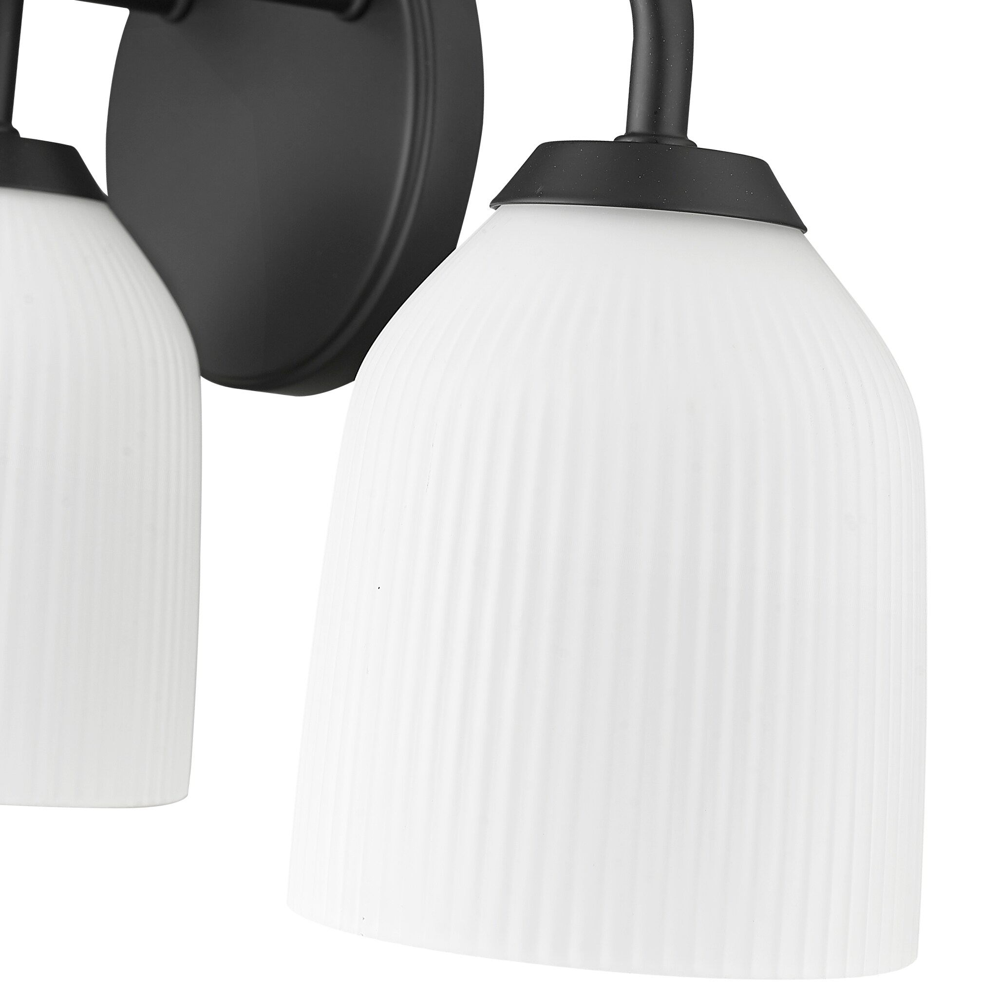 Matte Black 3-Light Vanity Fixture with Opal Glass Shades