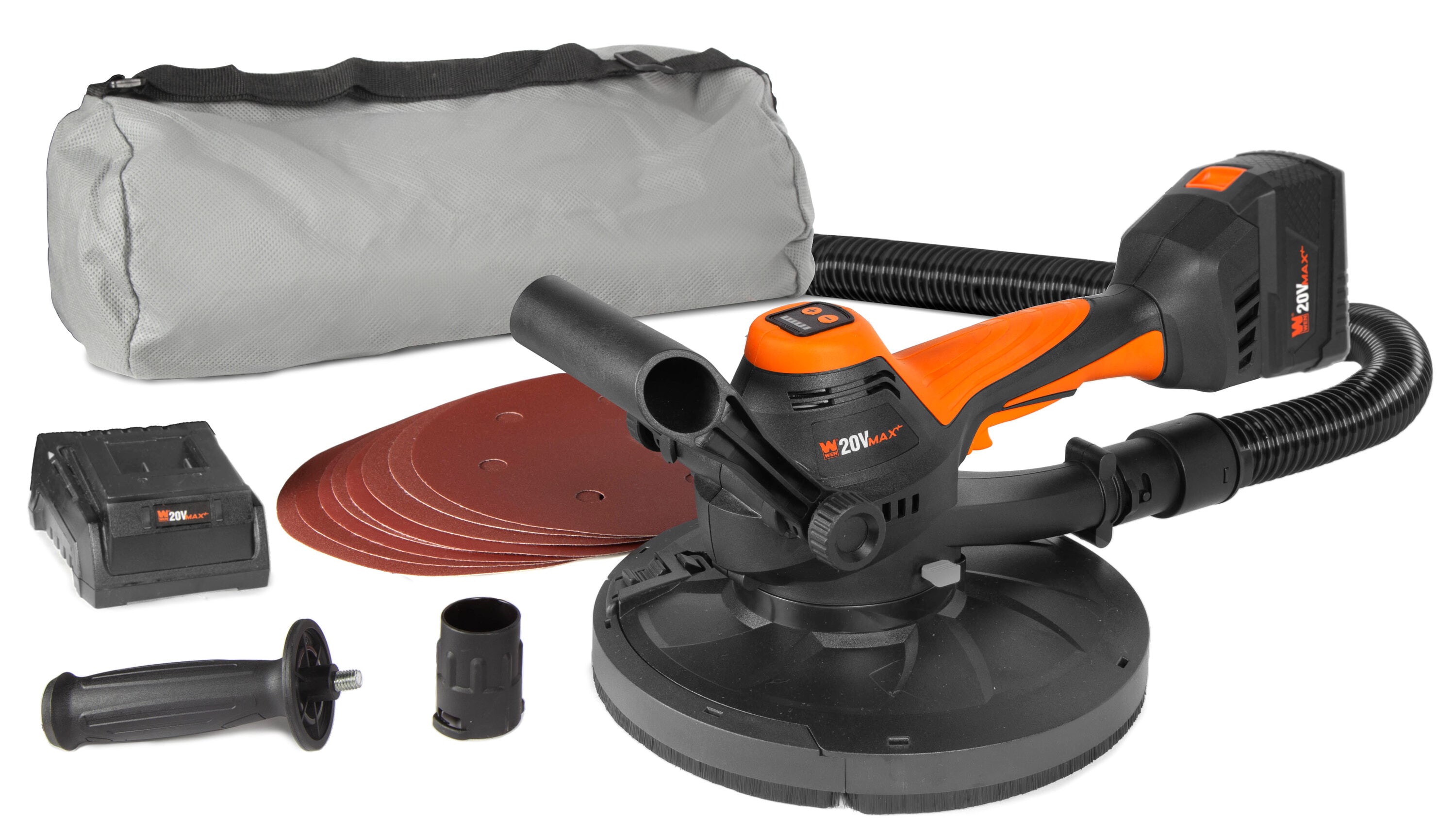 WEN 20-Volt Brushless Cordless Variable Speed Drywall Sander with Dust Management (Battery Included) 20408 Sansujyuku sansujyuku.com