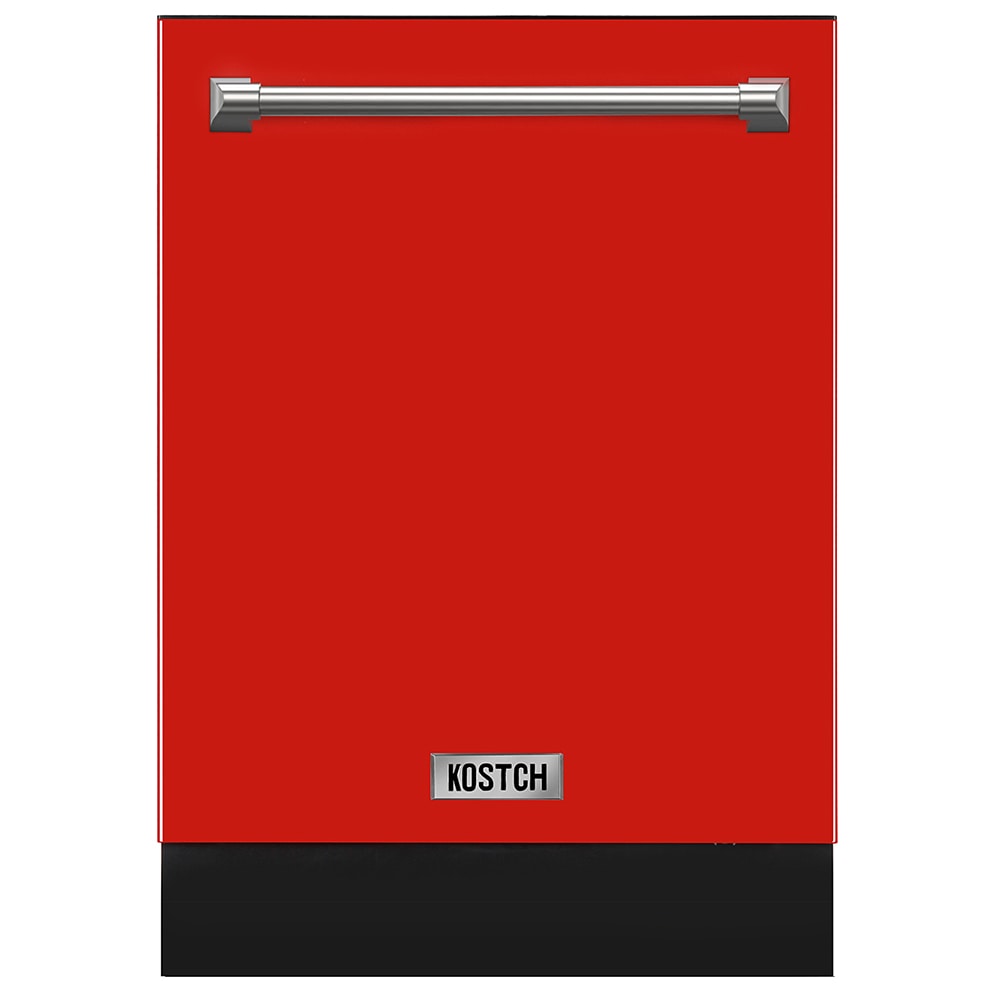 KOSTCH 24-in Top Control Built-in Dishwasher ( Red ) With Third Rack, Customize the cycles , 45-Decibel