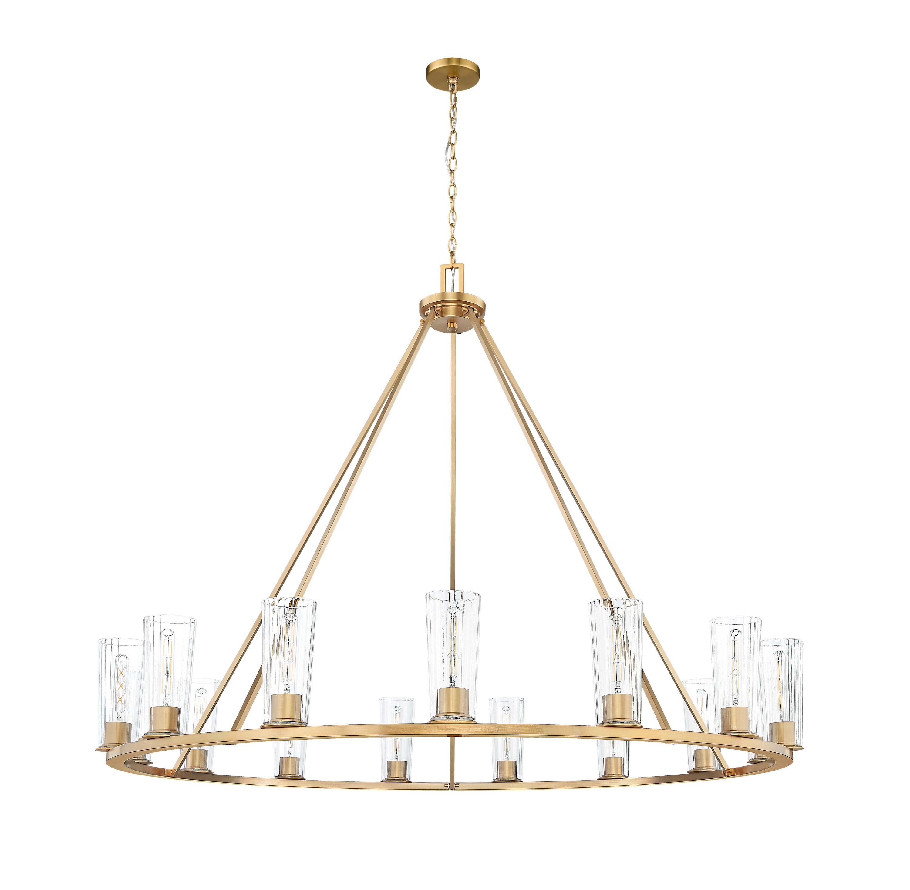 Modern Gold 15-Light Chandelier with Clear Glass Shades