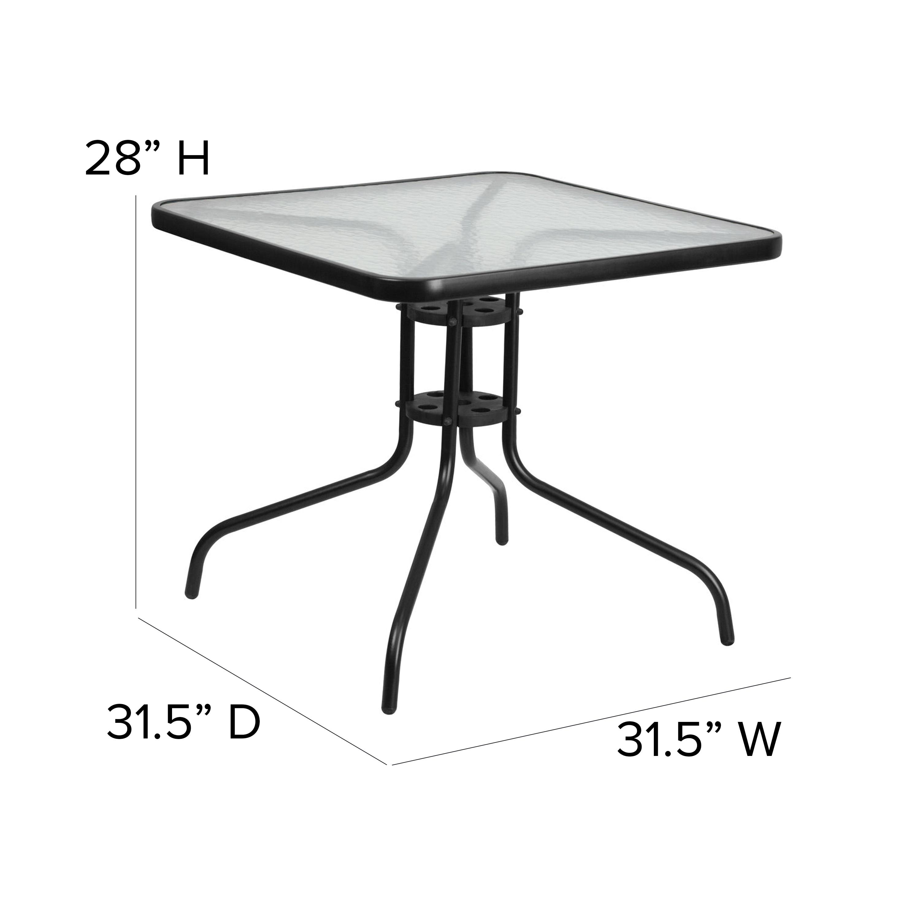 31.5'' Square Clear Tempered Glass Bistro Dining Table