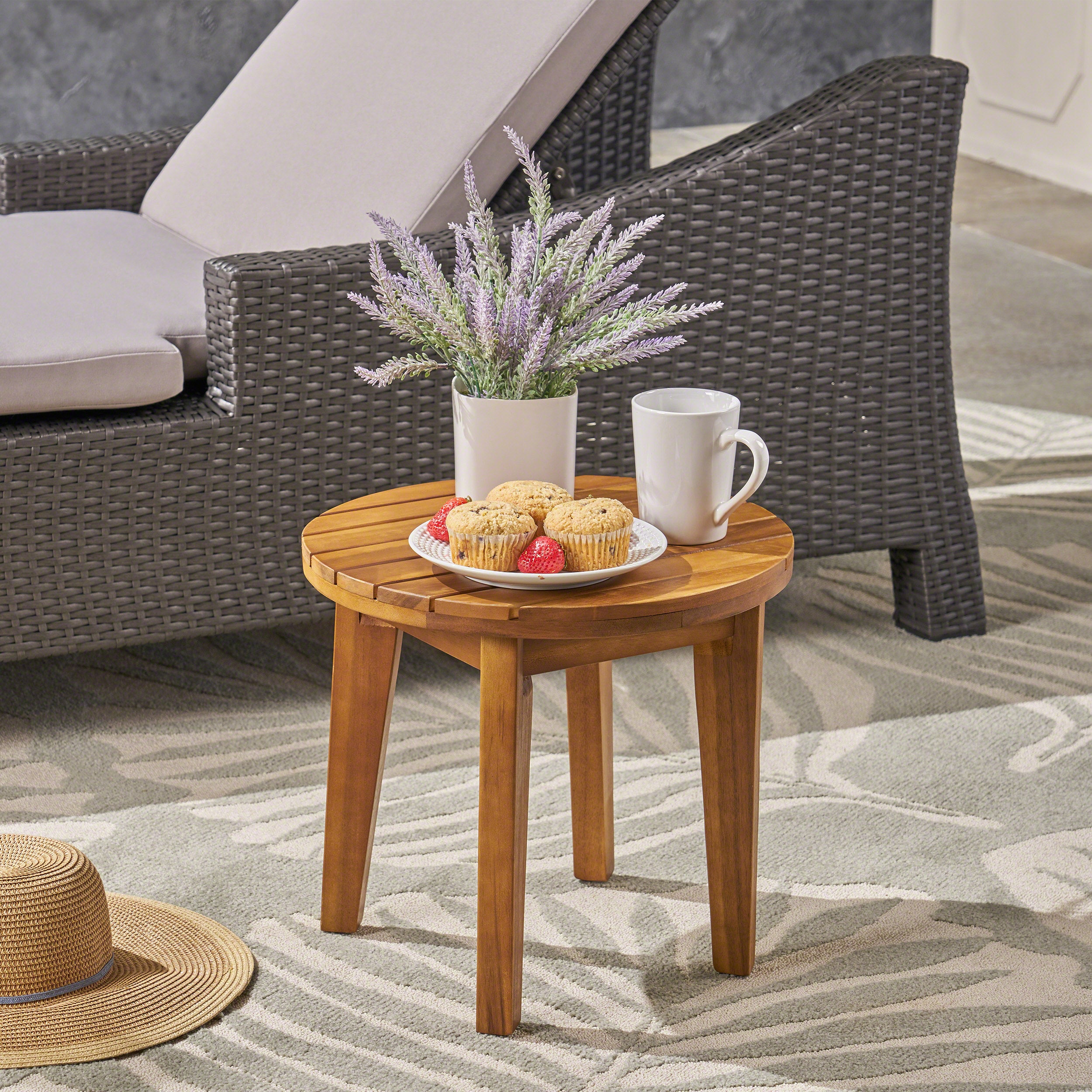Best Selling Home Decor 305845 Parker Round Outdoor End Table 15.75-in W x 15.75-in L