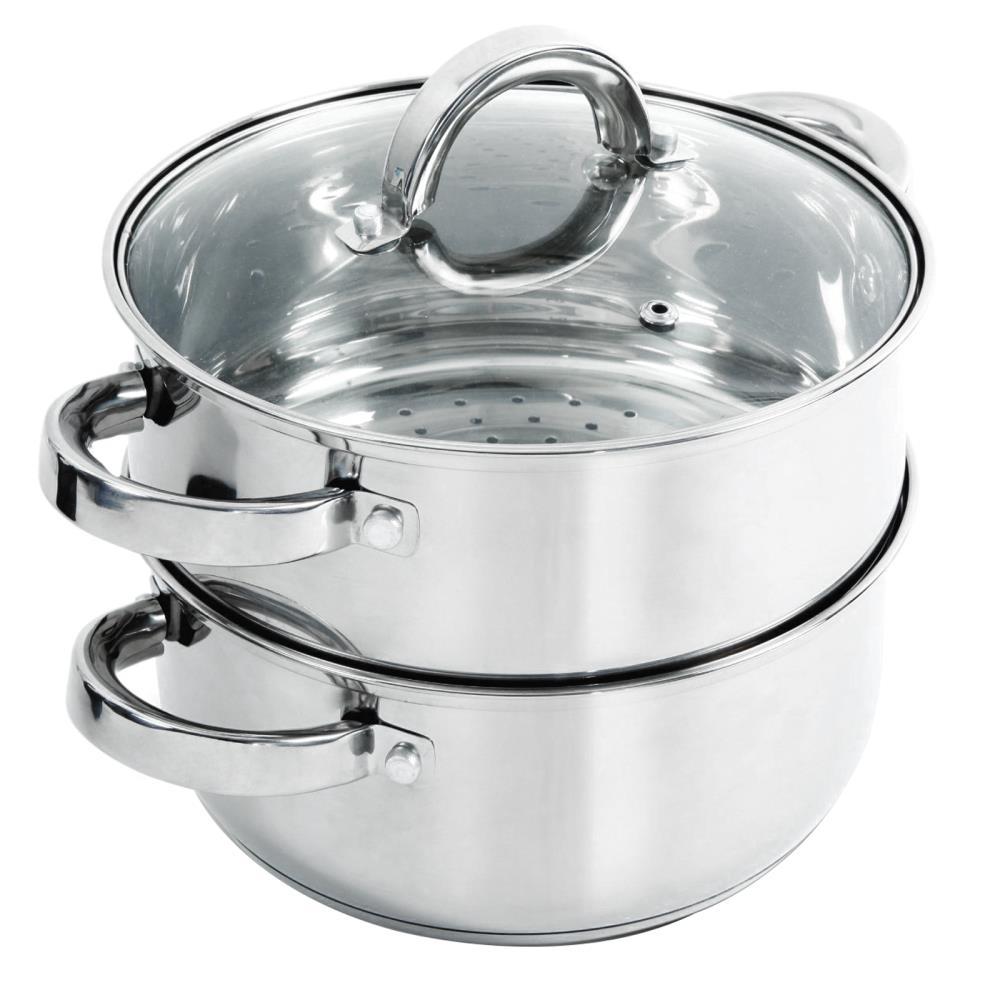 3 PC Medium Size Stainless Steel Tamales Stockpot With Steamer