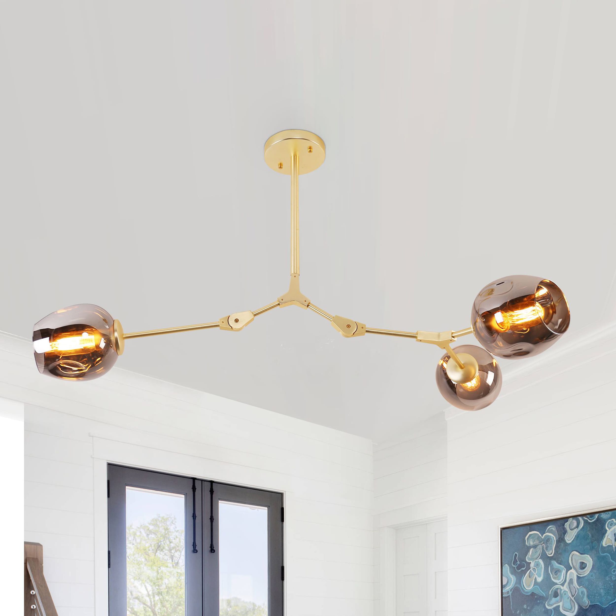 Oaks Decor BD1031-3-YH Rochelle 3 -Light Brushed Gray Modern/contemporary Bare bulb For Use in Bathrooms, Bedrooms, Dining Rooms, Foyers, Kitchens, Living Rooms Chandelier