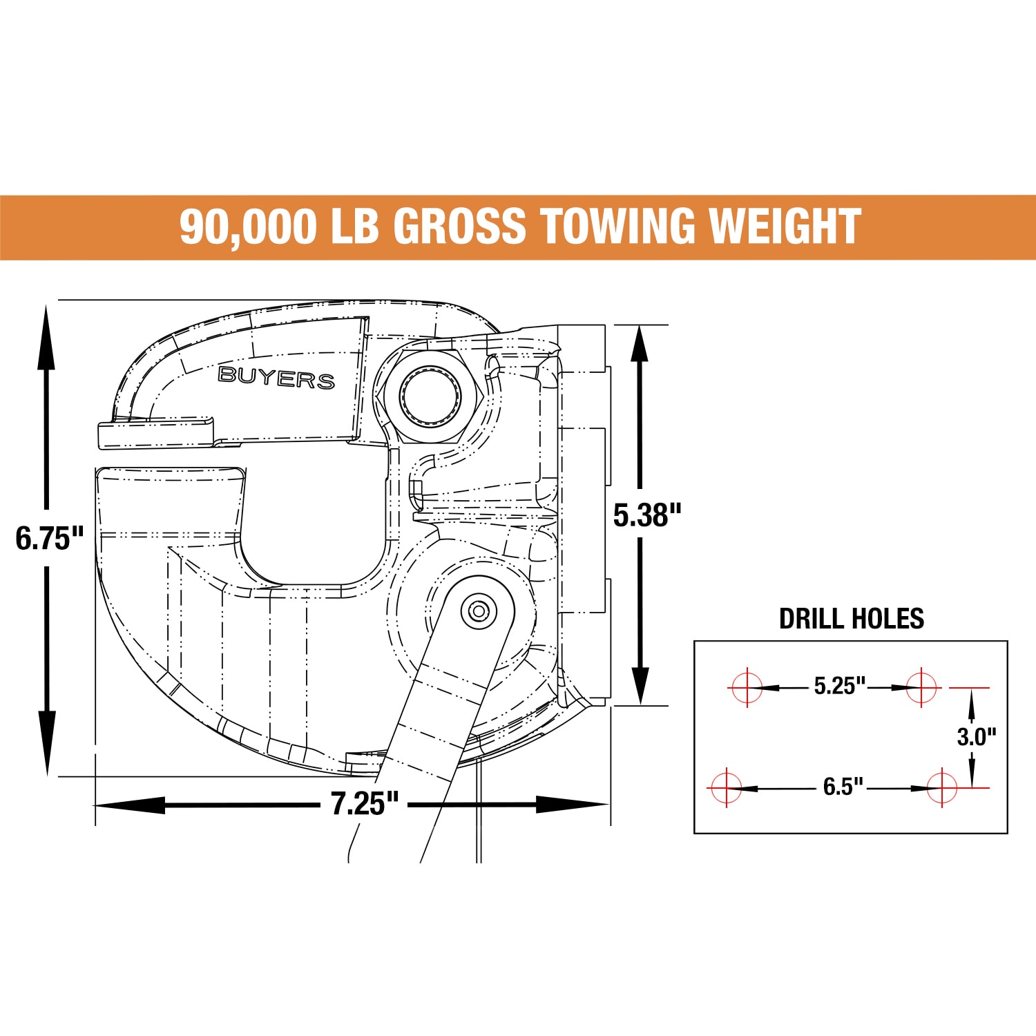 Buyers Products Heavy-Duty Black Steel Trailer Hitch Ball - 90000 lbs