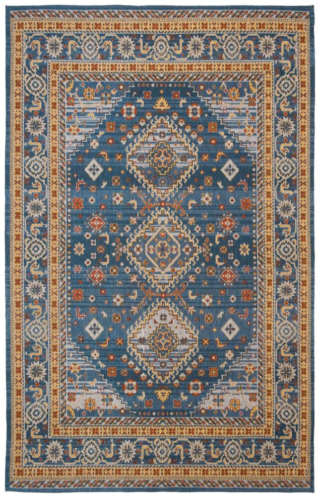 Safavieh CLV114M-6 Classic Vintage Malin 6 x 9 (ft) Loomed Polyester Blue/Gold Rectangular Indoor Abstract Vintage Area rug