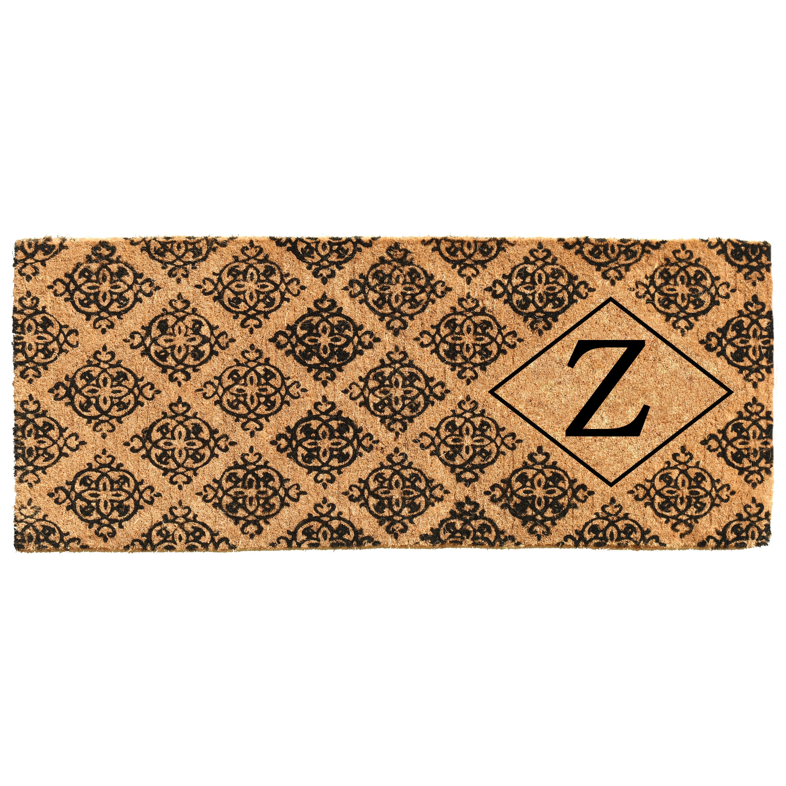 Callowaymills 103331846Z 18-in x 46-in Natural/Black Coir Non-Slip Grip Indoor or outdoor Decorative Door Mat