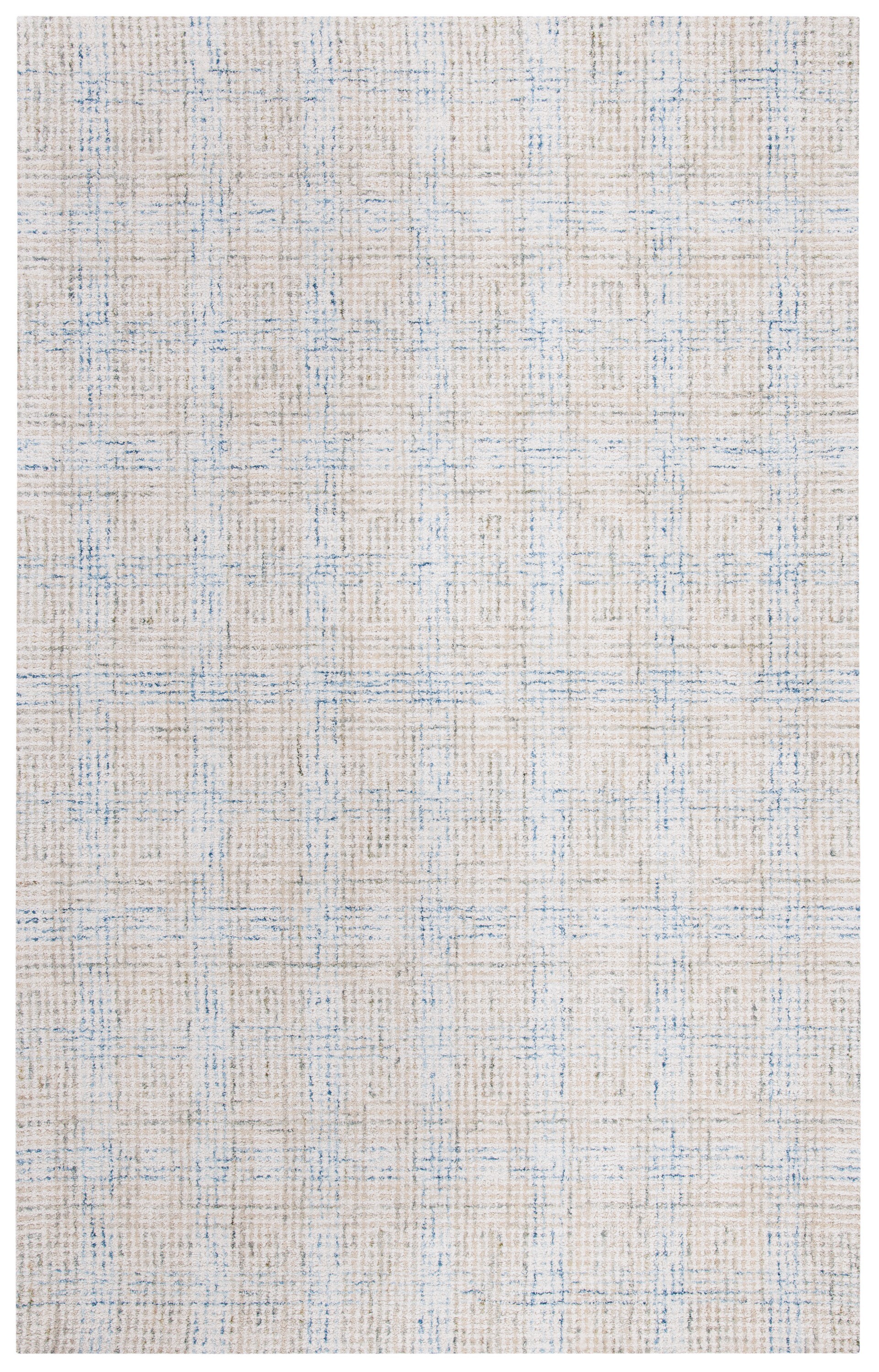 Ivory Abstract Tufted Wool Rectangular Area Rug, 4' x 6'