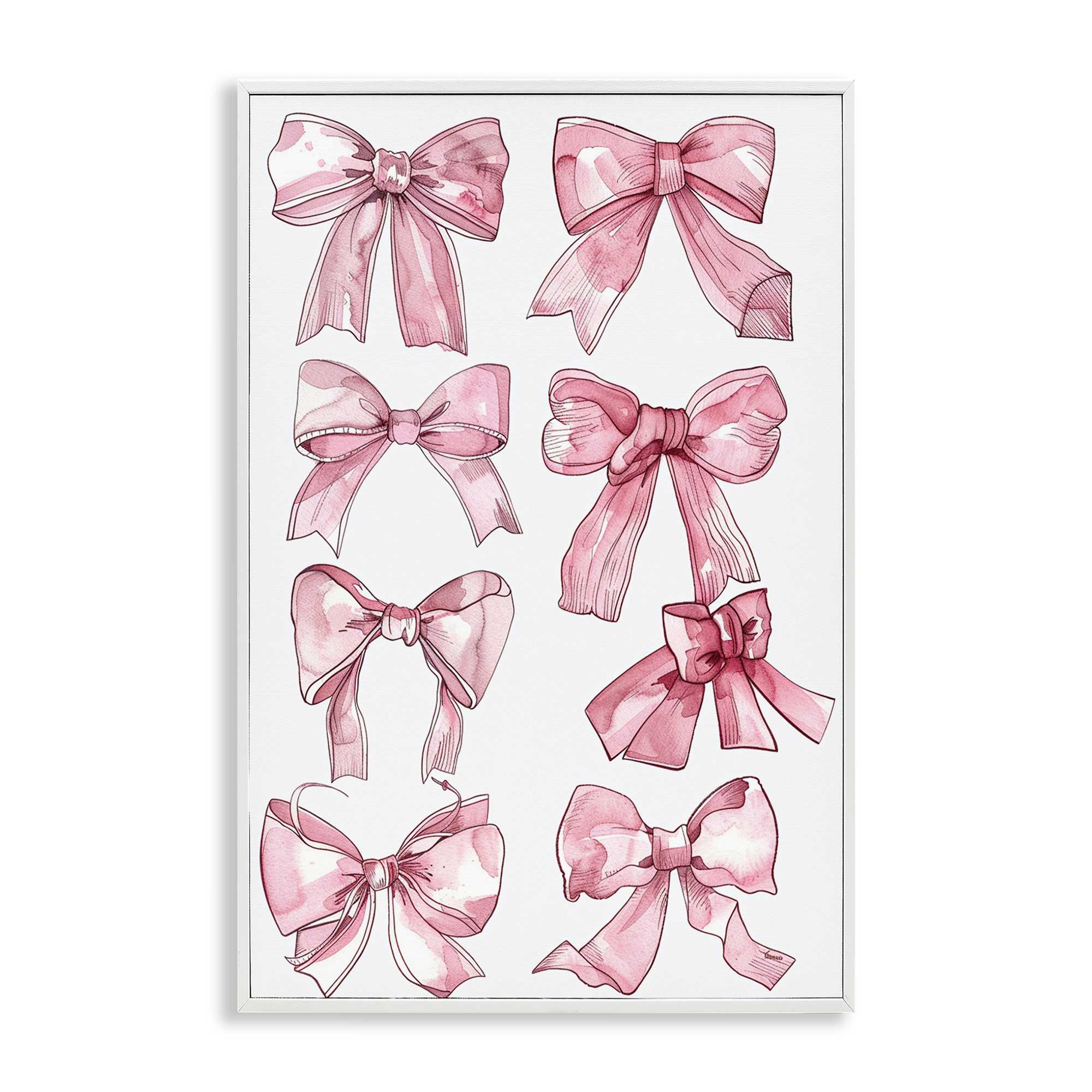 Stupell Industries BT-674-WFR-16X24 Various Ribbons in Pink Framed Giclee design by LSR Design Studio