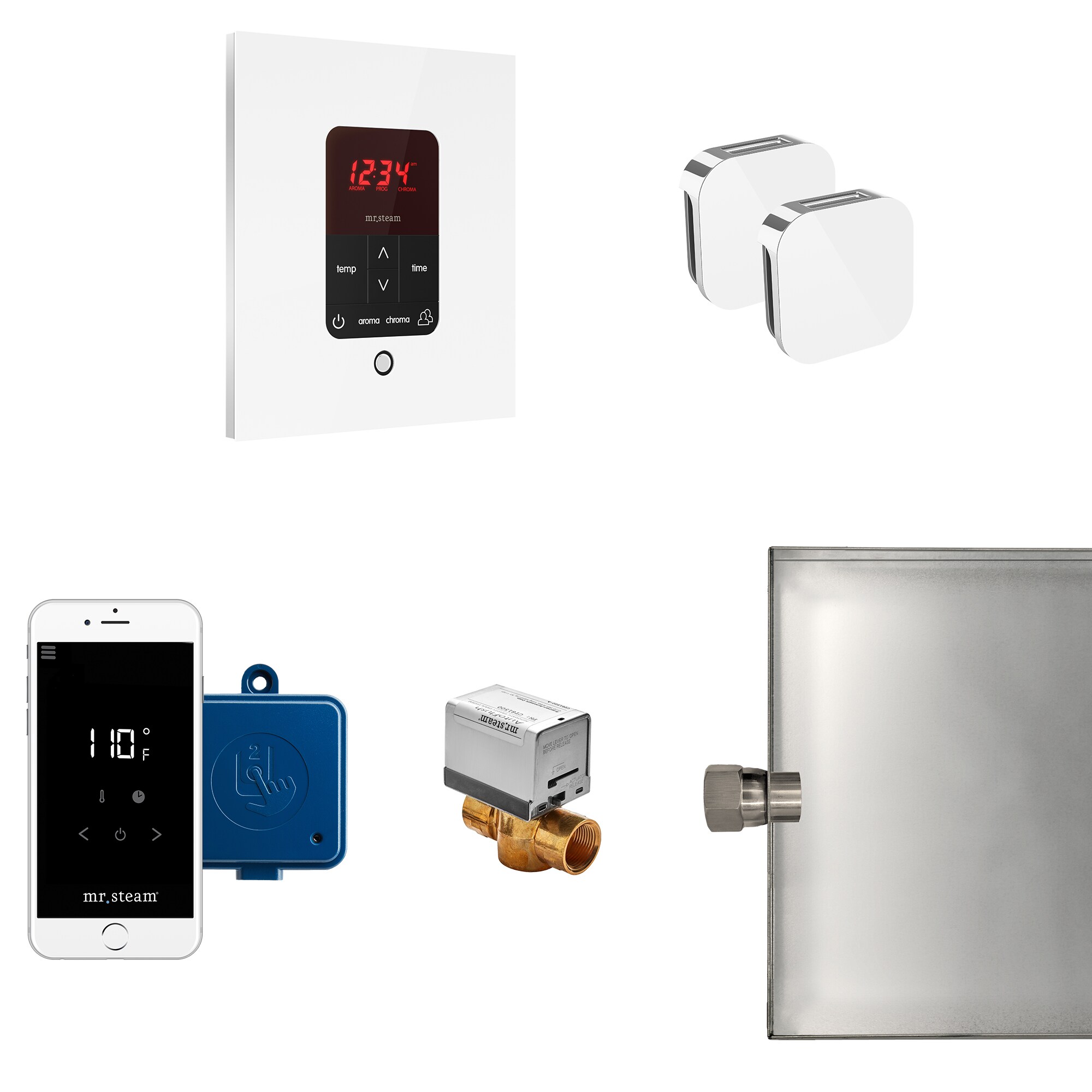 Mr. Steam MSBUTLERXSQ-WH 120-Watt Glass White Steam generator control kit