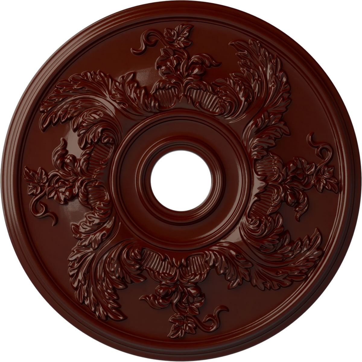 Ekena Millwork CM23ACBMF Acanthus Twist 23.625-in W x 23.625-in L Painted Brushed Mahogany Polyurethane Whole Ceiling Medallion