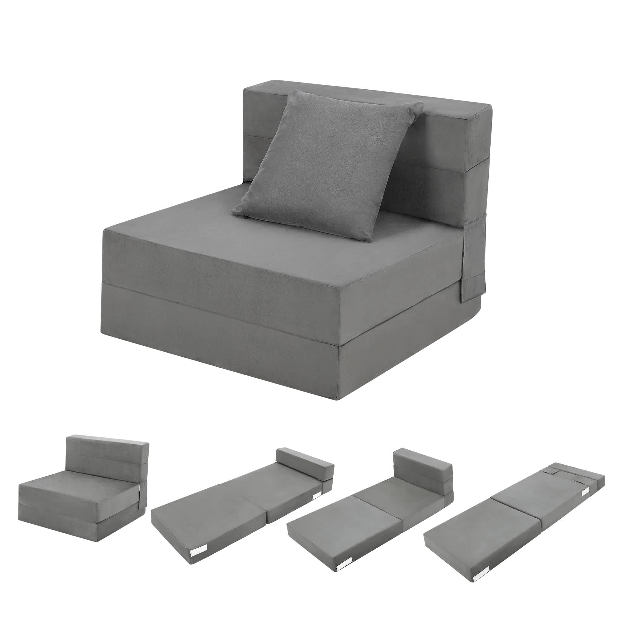 Qeetex SUN-PHO-168HESVW Convertible Folding Sofa Bed with Pillow Memory Foam Futon Sleeper Chair