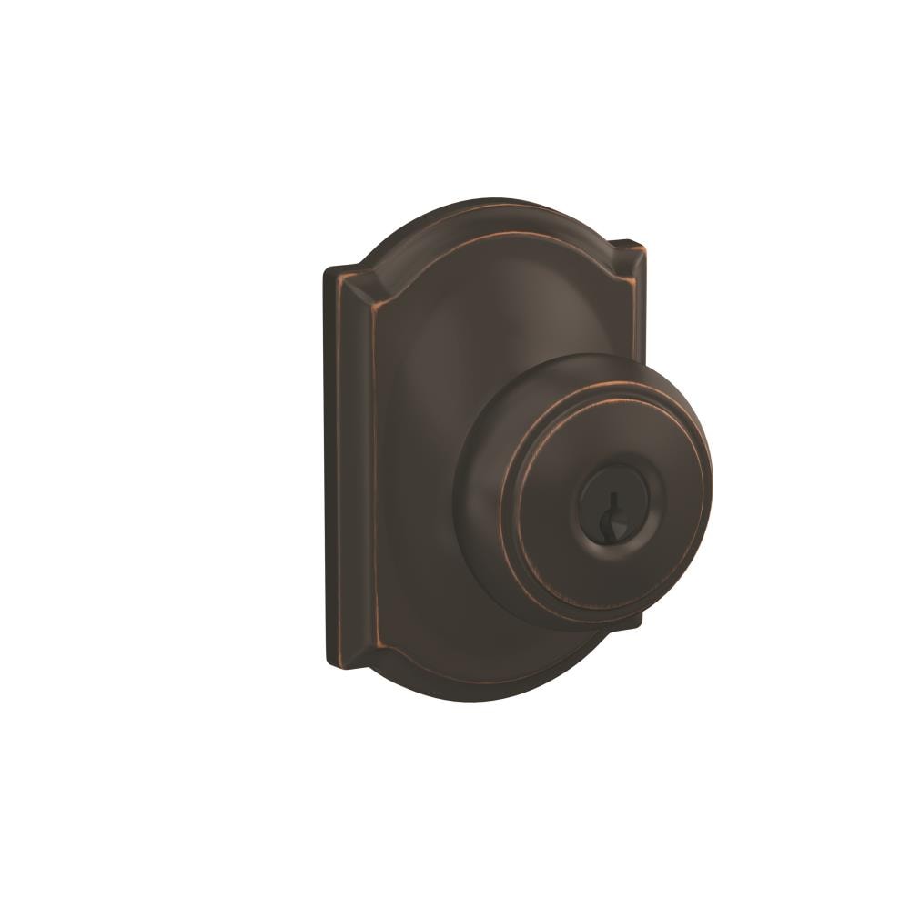 Schlage F51AAND716CAM F Series Aged Bronze Interior/Exterior Keyed Entry Door Knob