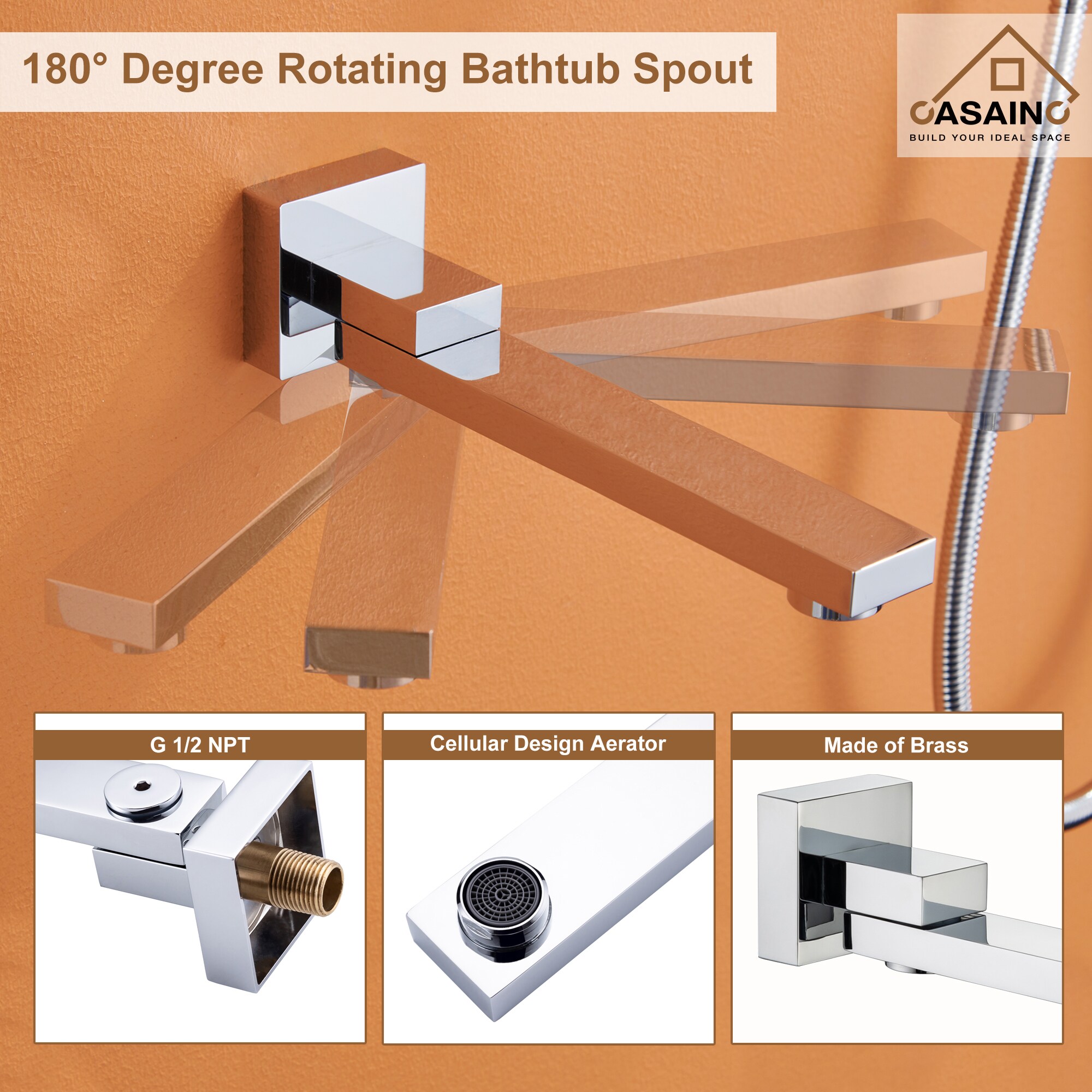 CASAINC WE-BTF03MB Showerhead-Bar-Panels - View #2