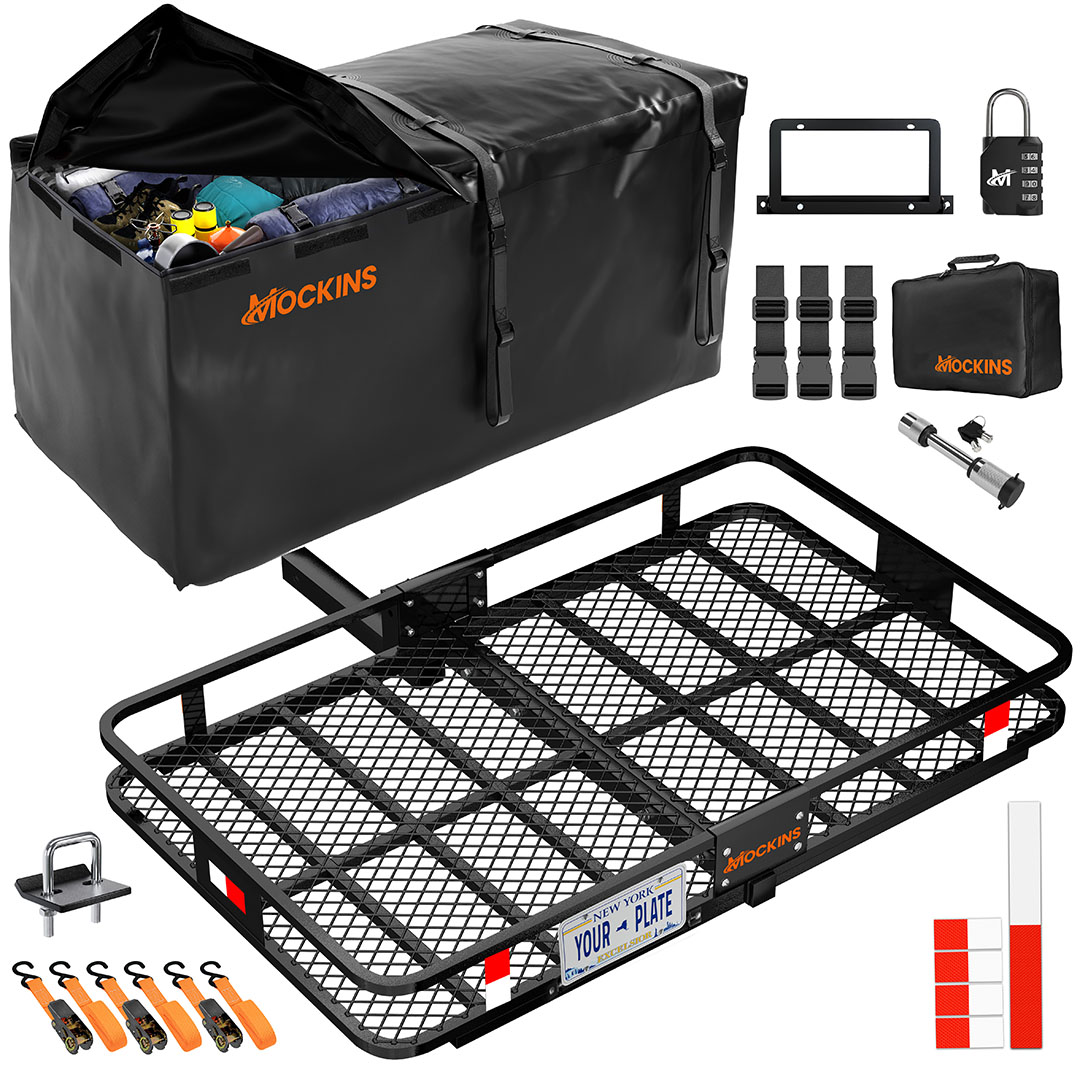 Mockins - 60-in L x 36-in W x 6-in H Steel Hitch Cargo basket