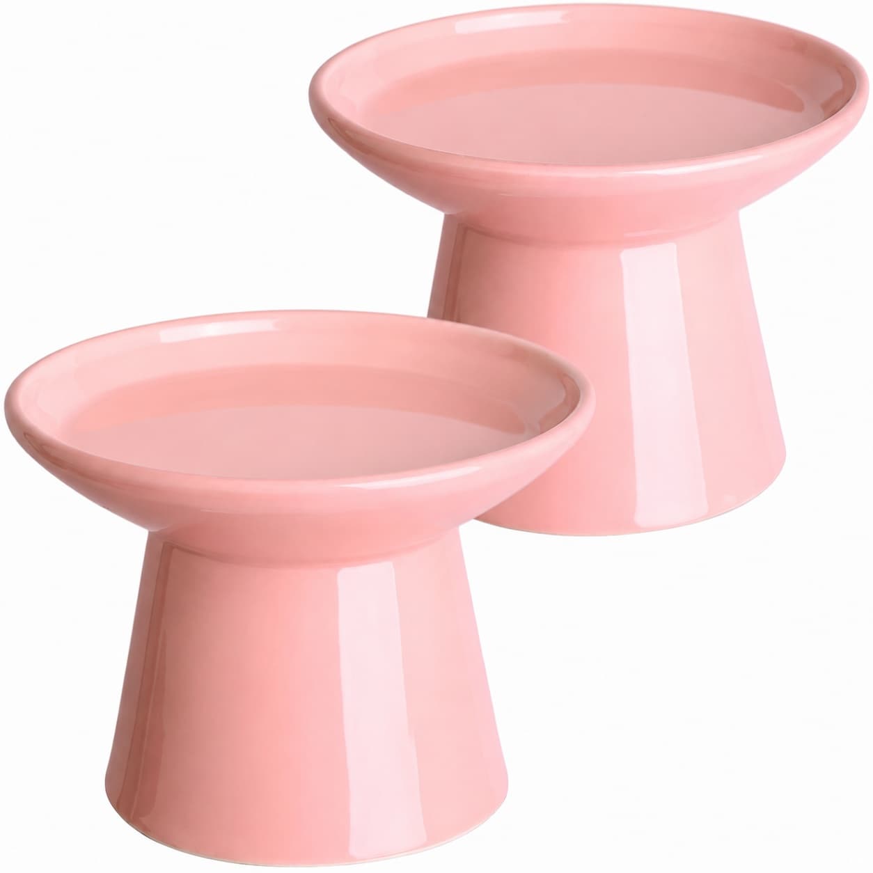 Aoibox  Extra Wide Elevated Ceramic Cat Bowl Set 6 2 in Wide 4 5 in Tall Whisker Friendly Set of 2 Pink
