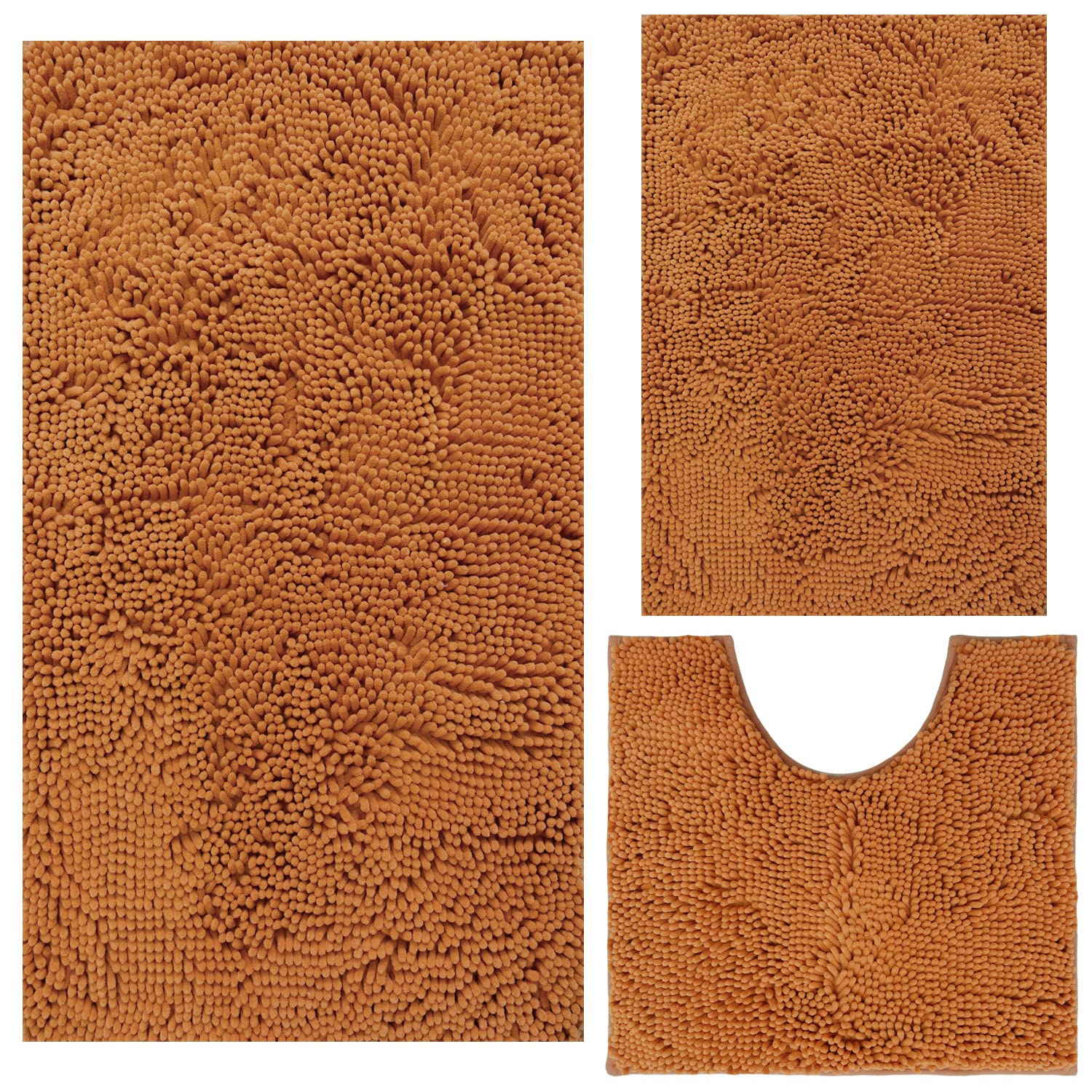 PUPWE 3 Piece Bathroom Rugs Set Ultra Soft Thick Chenille Non Slip Absorbent Machine Washable Home Decor