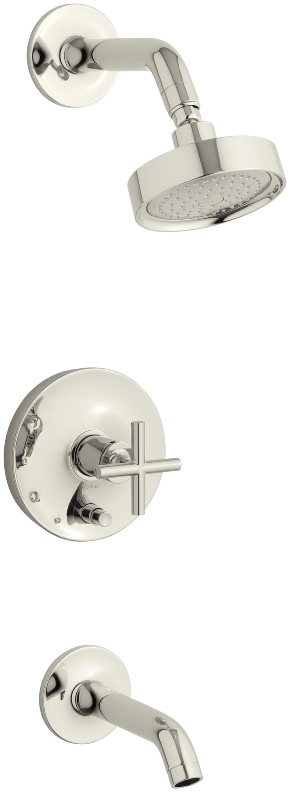 KOHLER T14420-3-SN Purist Vibrant Polished Nickel 1-handle Single function 5.47-Inches Round Bathtub and shower Faucet