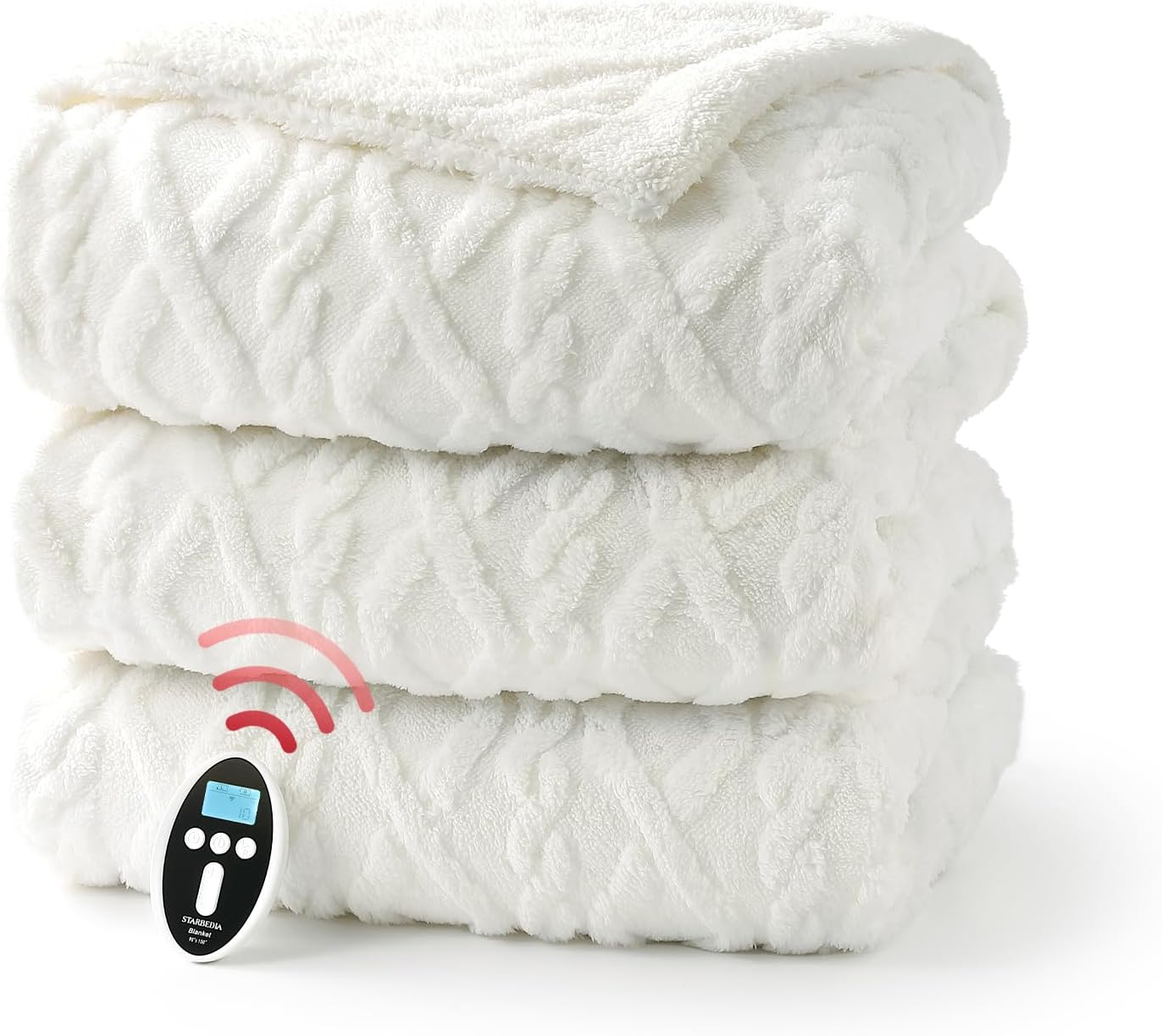 Qeetex LHF-DRT-Q591605 Heated Blanket Queen Size Dual Control Electric Blanket Wireless Thick Tufted Sherpa Heated Electric Blanket with 10 Heating Setting and 10 Timer ETL Certified Fast Heating Beige 84x90 Inch