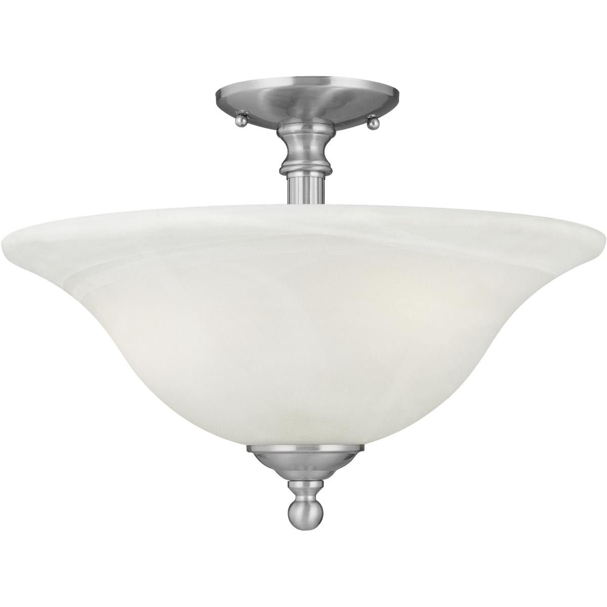 Atlas Lighting and Home -  CL11910-NK Riva Semi-Flush Mount Brushed Nickel with White