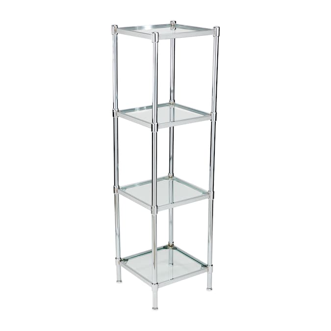 Neu Home Glacier Chrome 4 Tier Metal, Stainless Steel And Glass Shelving Units