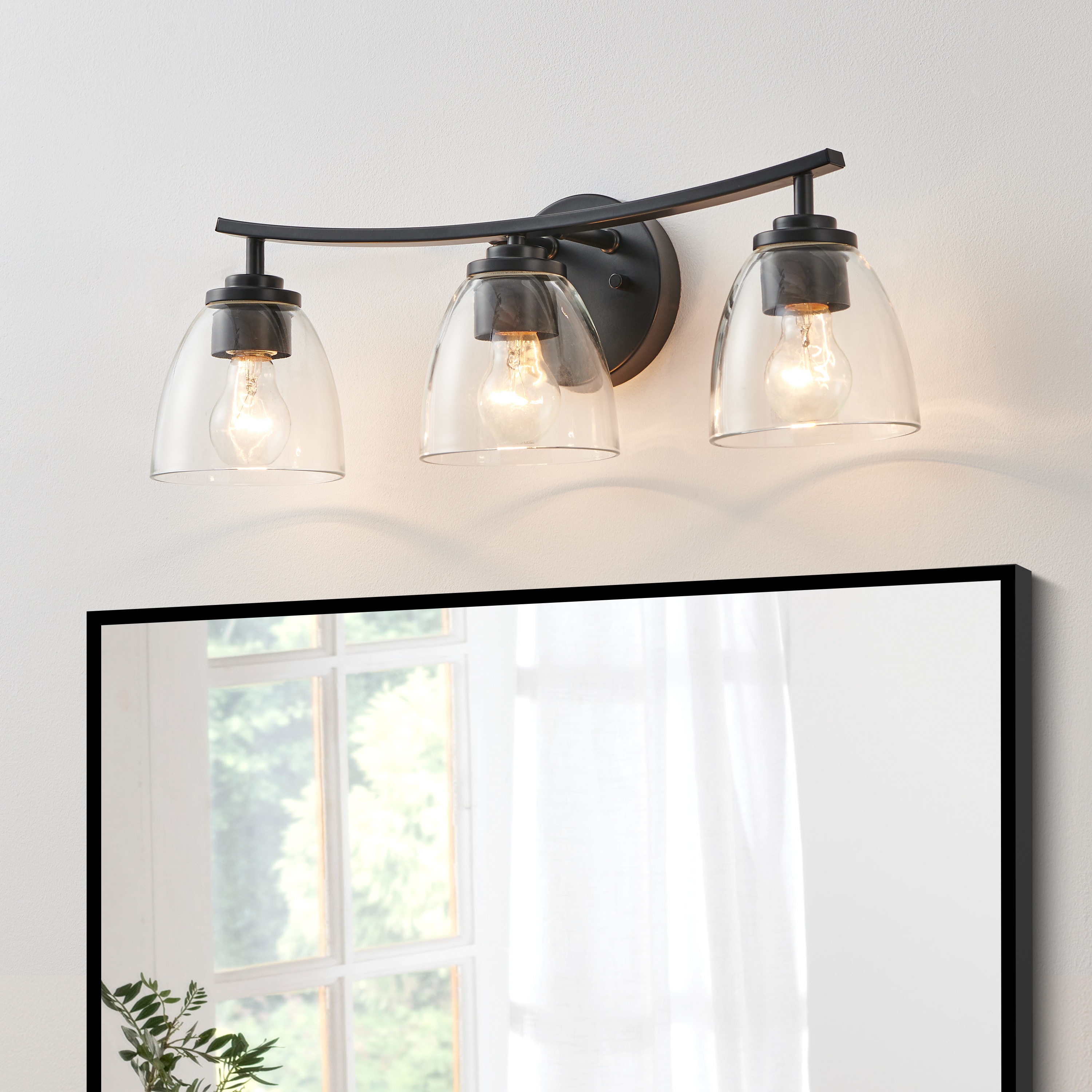 KAWOTI 21418 22-in 3 -Light Matte Black Farmhouse Vanity light