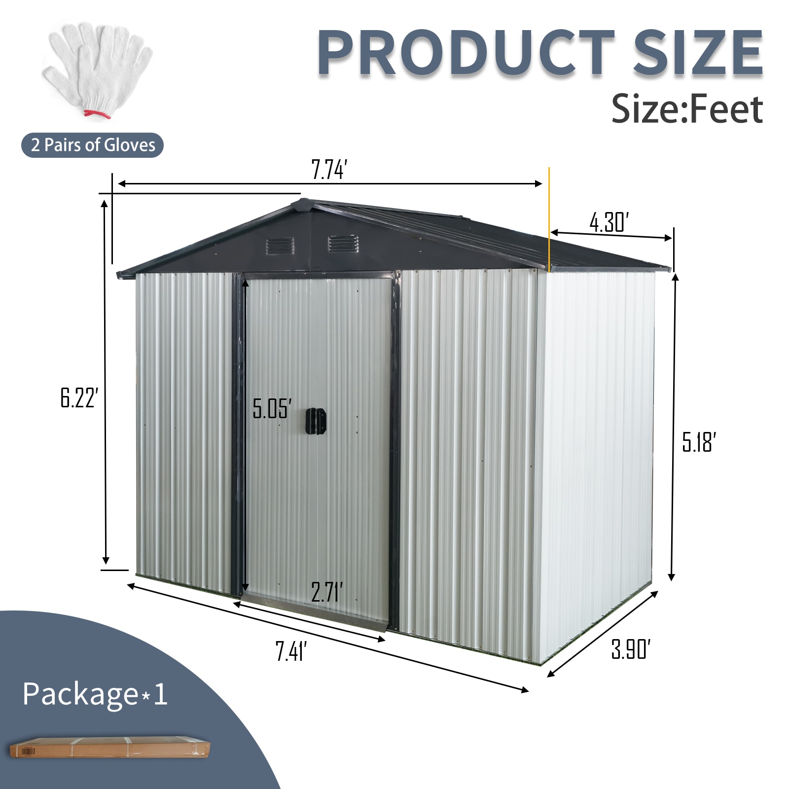 WELLFOR TWSG007-BN Metal-Storage-Buildings-Sheds - View #4