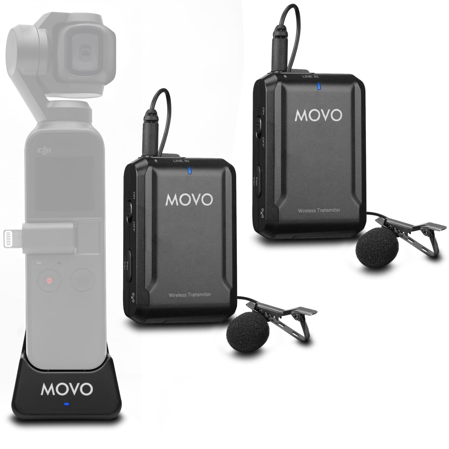 Movo  Edge-OP-Duo Dual Wireless Lavalier Microphone for Osmo Pocket 1 and 2