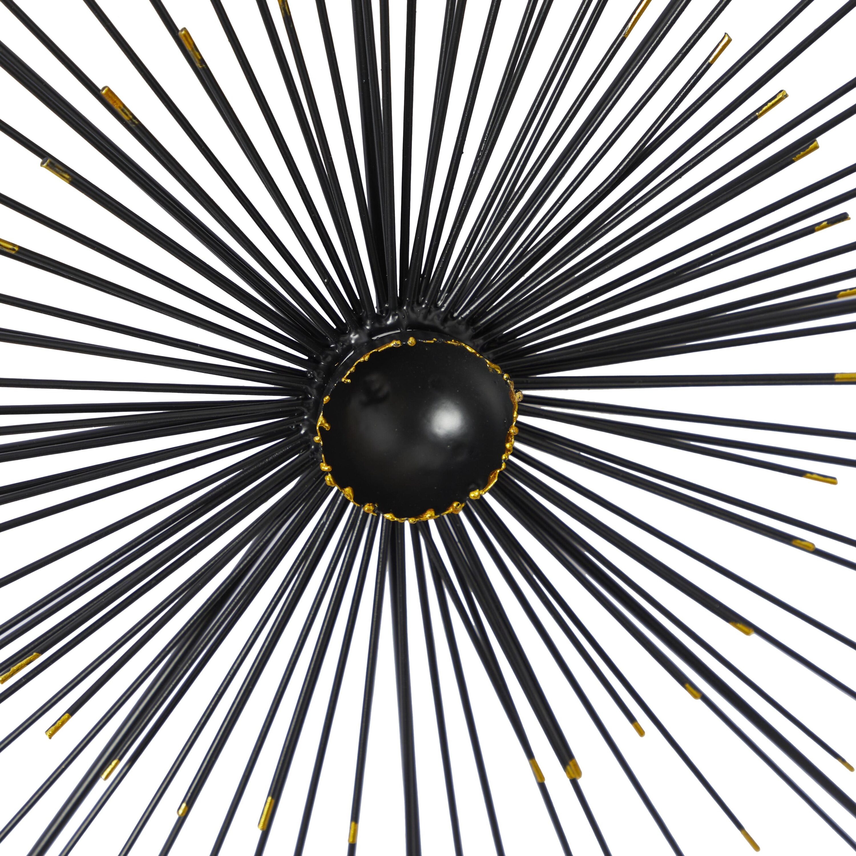 Black Metal Starburst Wall Sculpture with Frame, 59" x 24"