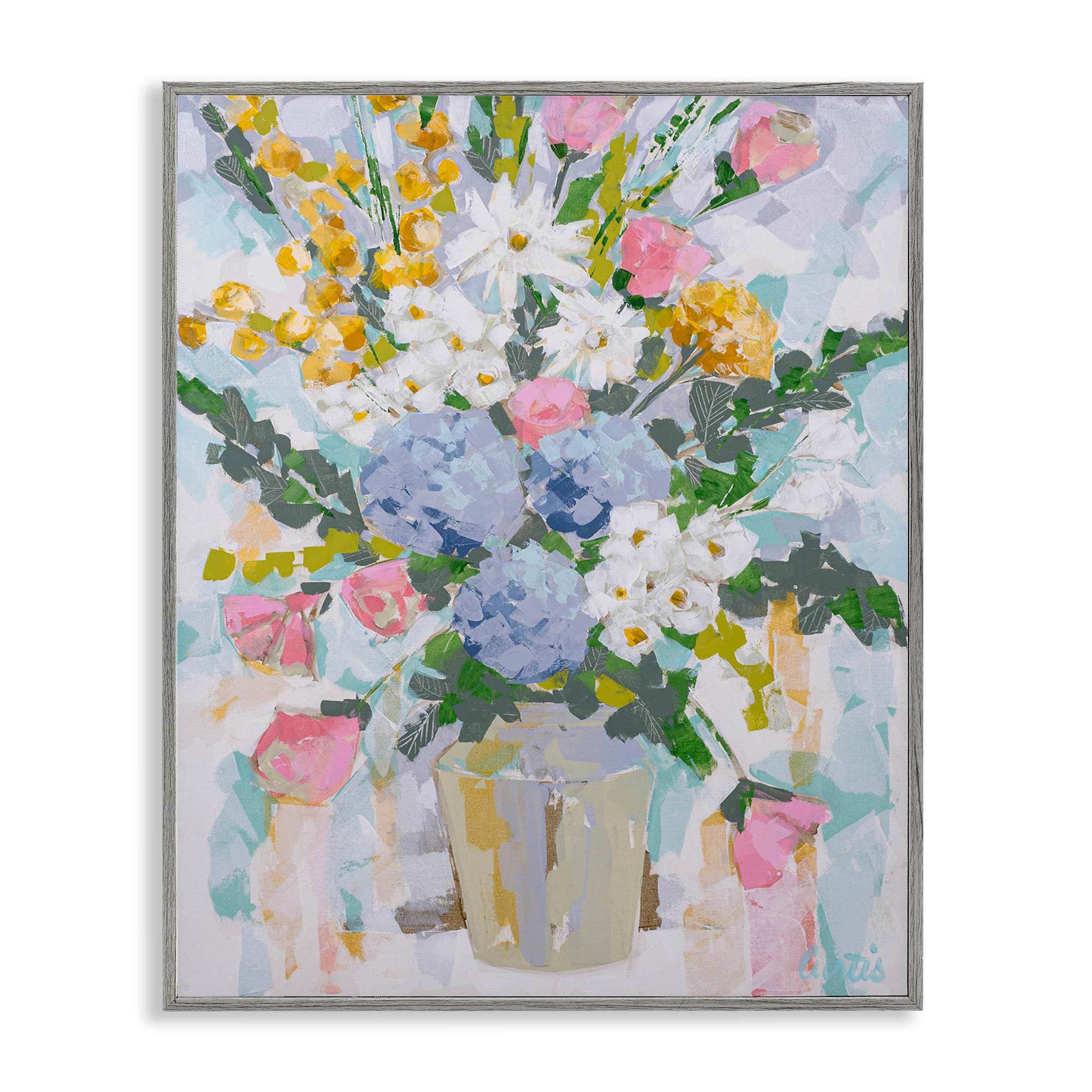 Stupell Industries BS-790-GFF-24X30 Pastel Abstract Bouquet Gray Framed Giclee Art By Joan Curtis 24 x 30