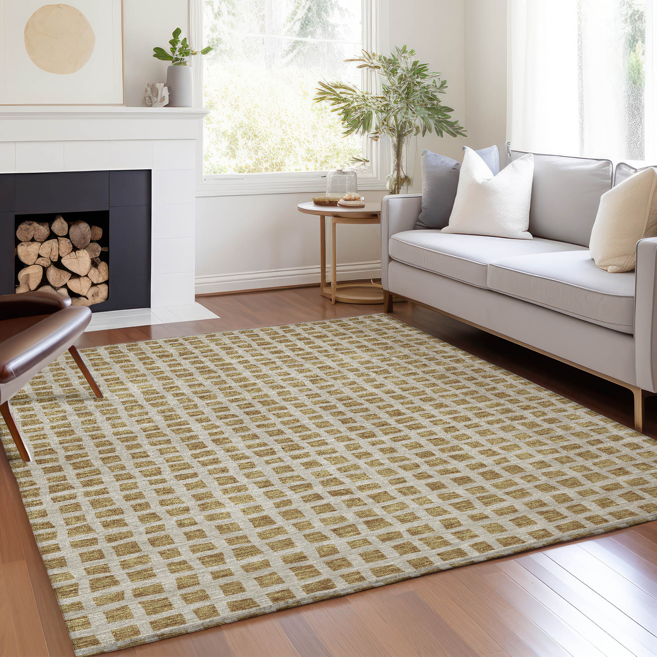 Addison Rugs ACN727GO9X12 Chantille ACN727GO 9 x 12 (ft) Polyester Gold Rectangular Indoor/Outdoor Geometric Machine washable Area rug