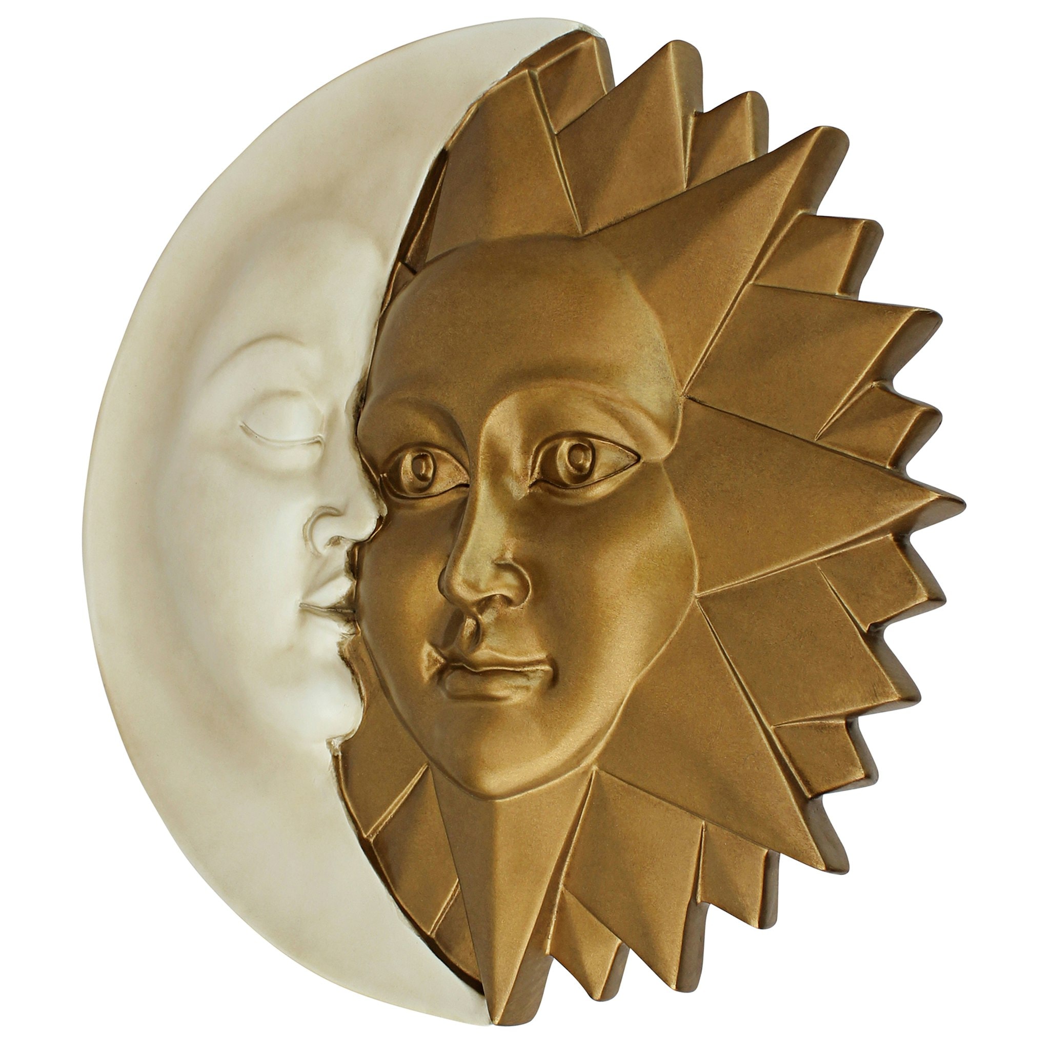 Celestial Harmony Faux Gold and Ivory Sun and Moon Wall Sculpture