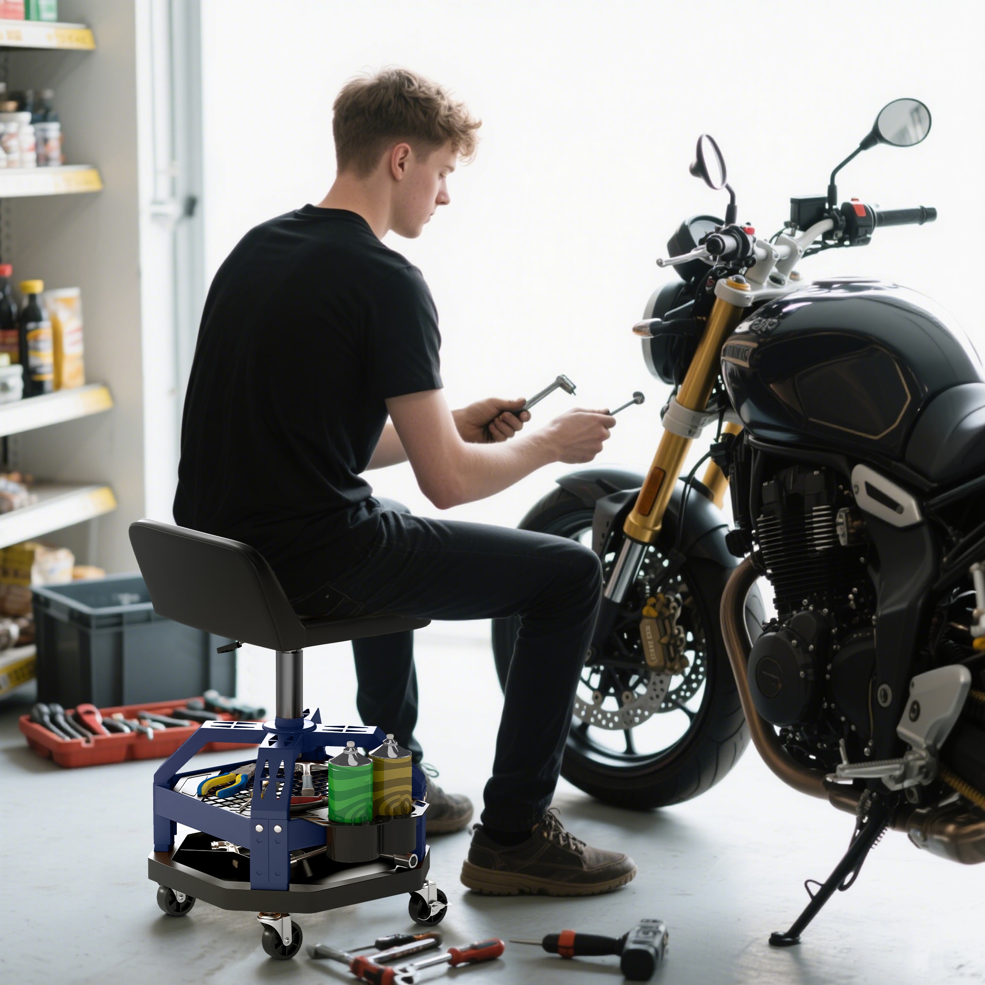 HomCom C20-082V00BU Creepers-Workseats - View #7