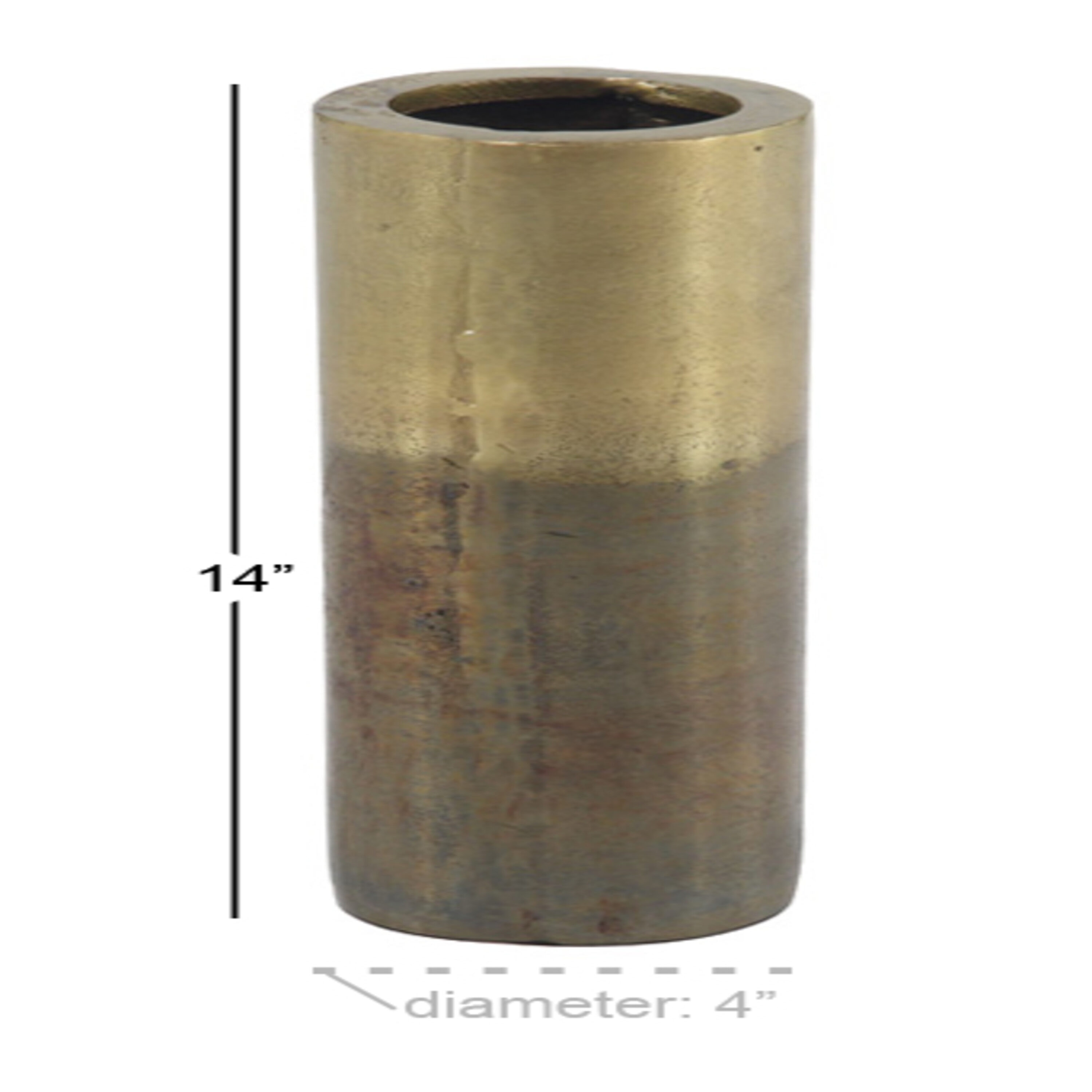 Modern Gold and Brown Aluminum Cylinder Vase
