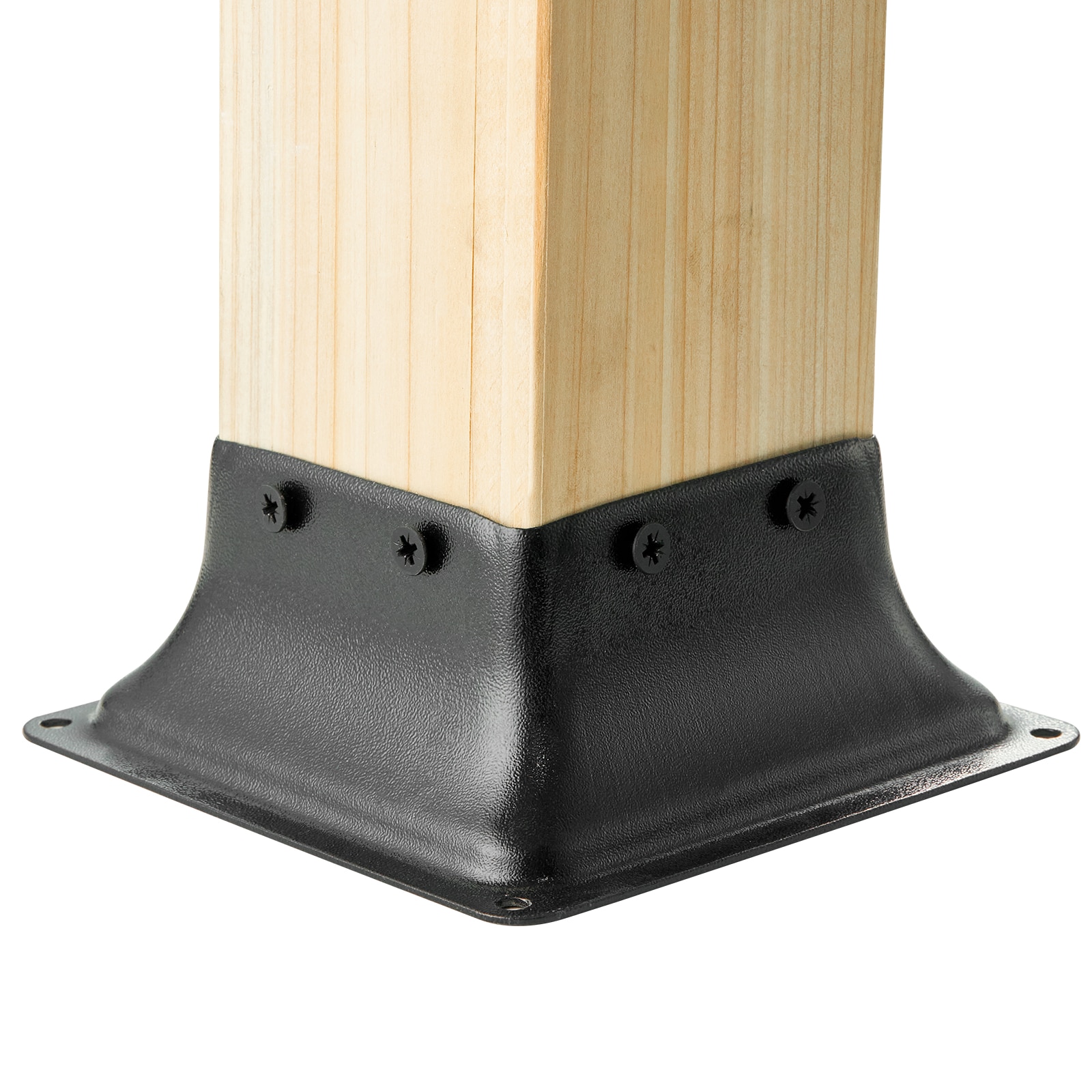 Mecale 10-Pack 4x4 Steel Post Base Bracket Inner 3.6-in Low-Profile Wood Post Anchor for Deck Black