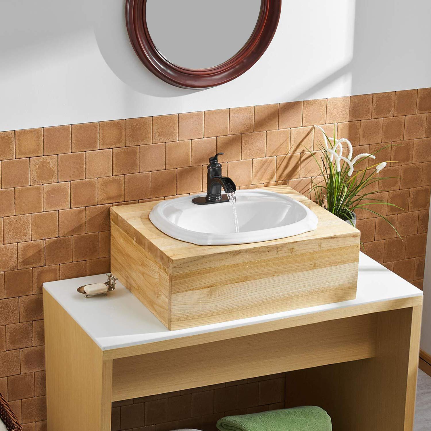 Oil Rubbed Bronze Single Handle Waterfall Bathroom Faucet