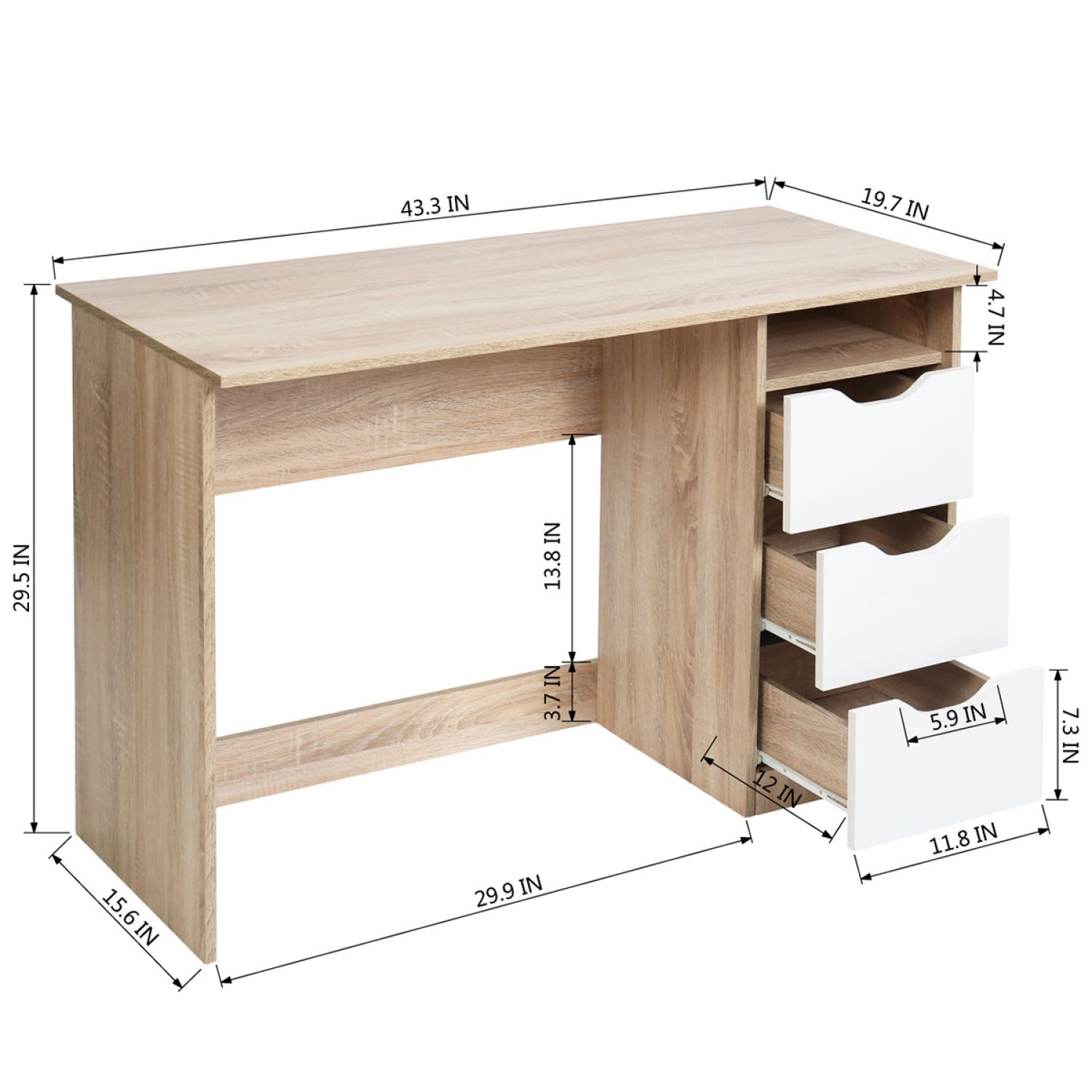 JASMODER 19.7-in Modern/Contemporary Writing Desk in the Desks ...