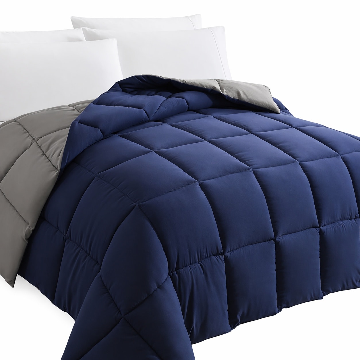 Etokfoks  Blue Grey Full Microfiber Comforter Lightweight All Season Duvet Insert with Corner Tabs