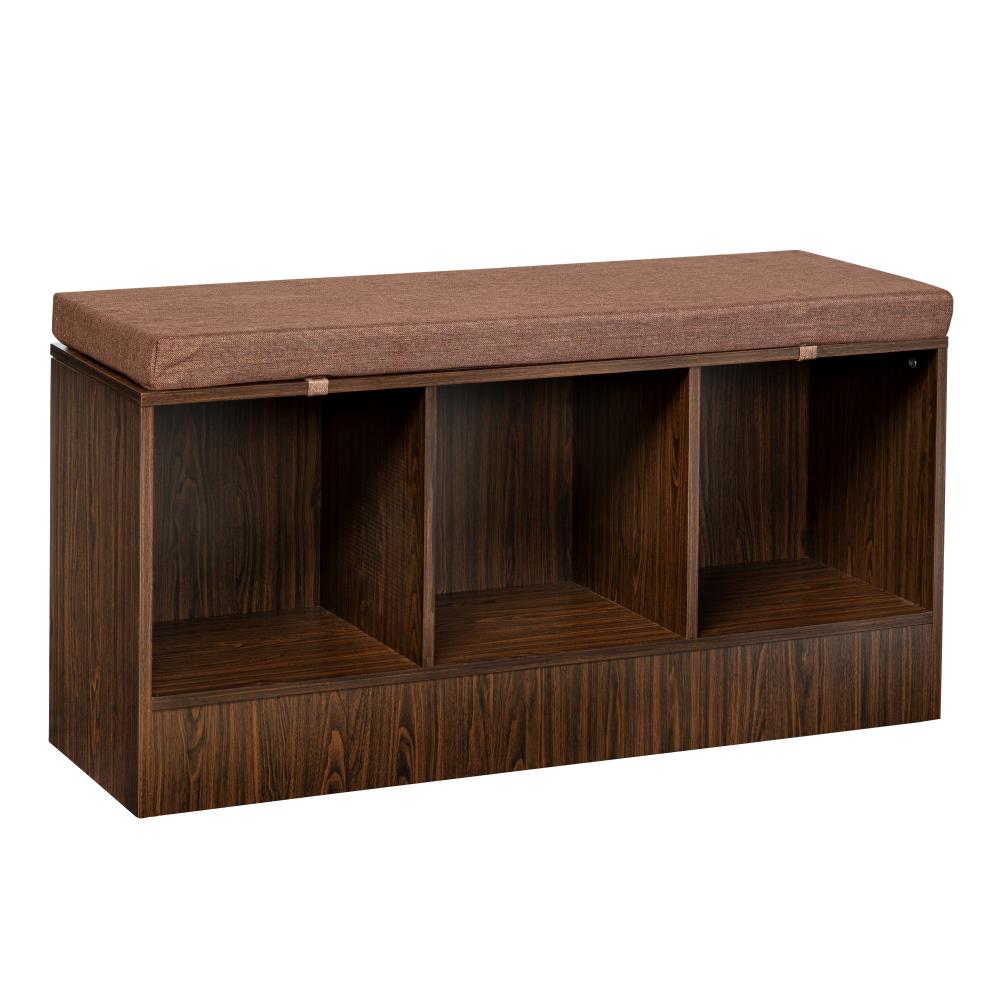 Honey-Can-Do SHF-08702 Modern Espresso Storage Bench with Storage 44.09-in x 22.06-in