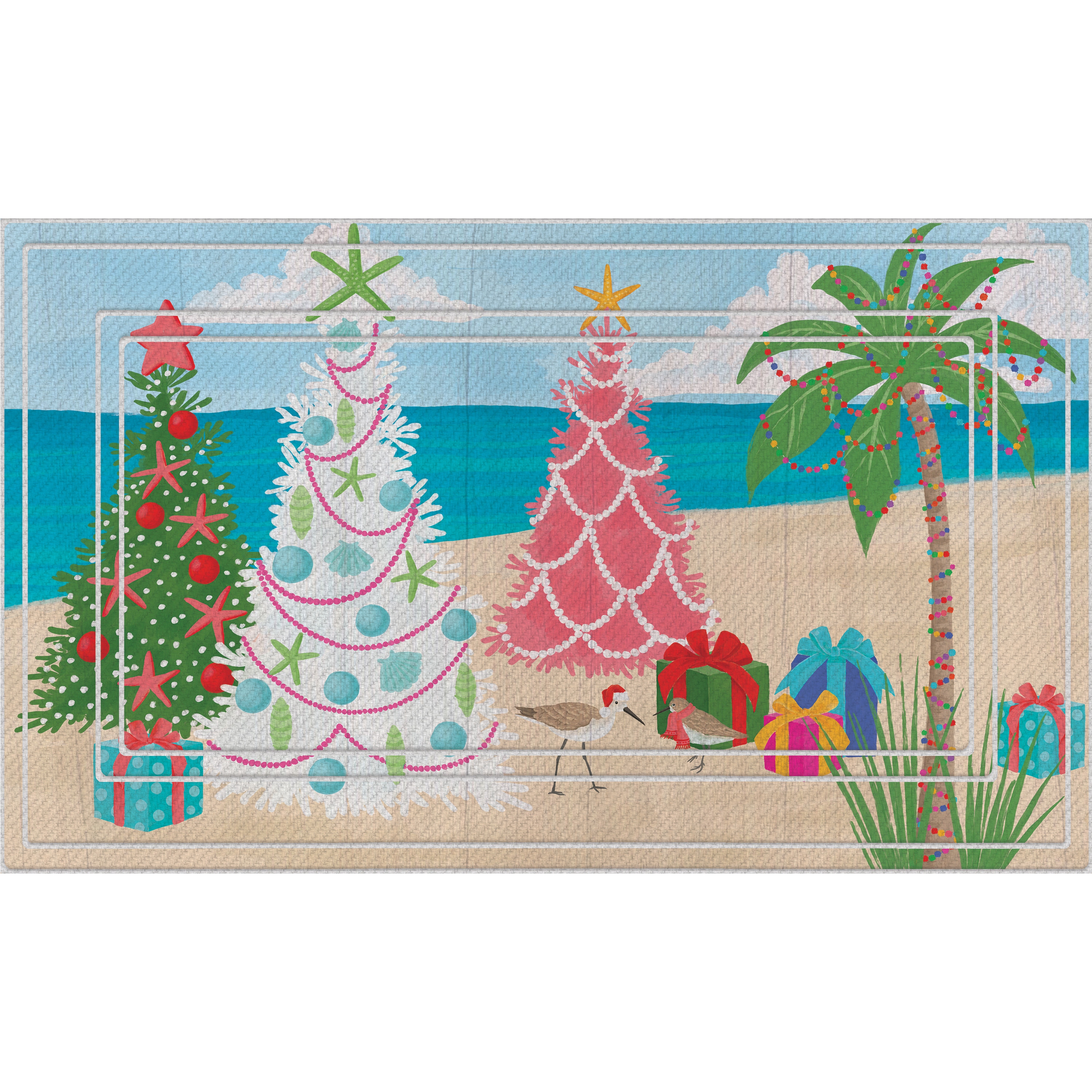Holiday Living 60-843-2202-01800030 Multiple colors/finishes Recycled rubber Rectangular Indoor or outdoor Decorative Tropical Door mat