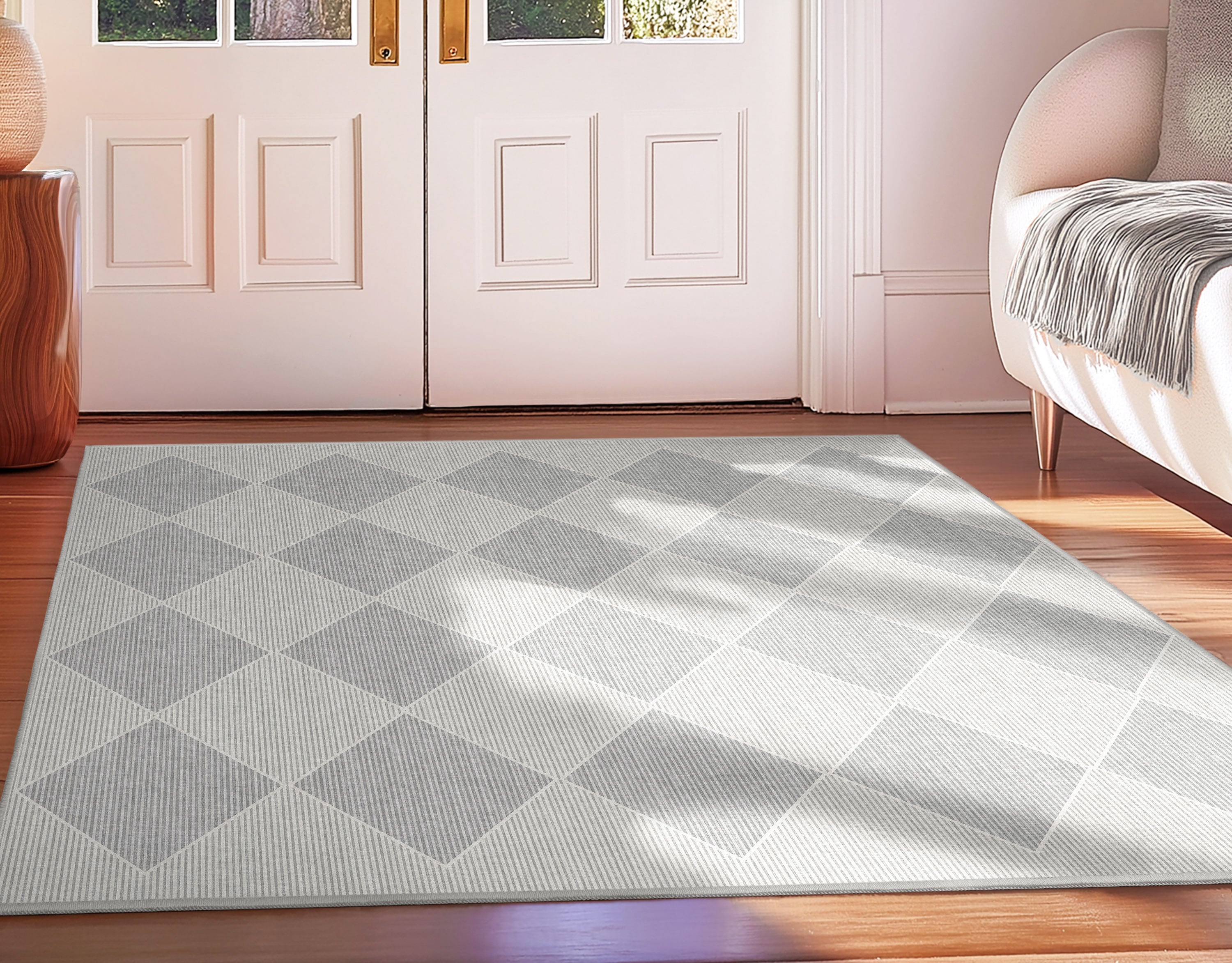 Well Woven W-APE-07B-4 Apollo Elemental 3 x 5 (ft) Polyester Grey Rectangular Indoor Geometric Moroccan Area rug