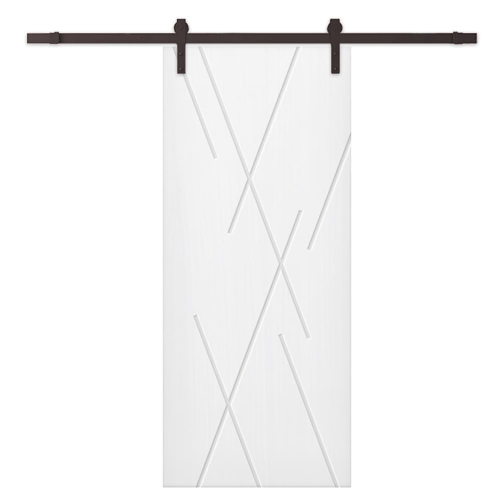 CALHOME 30-in x 80-in White Primed MDF Single Barn Door | PK-2PANEL-CB-30