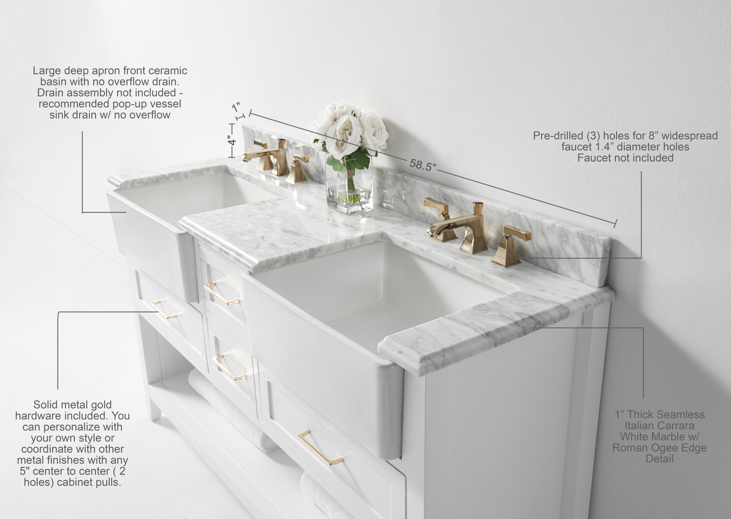 Ancerre Designs VTS-HAYLEY-60-W-CW Bath-Vanity-Combo - View #5
