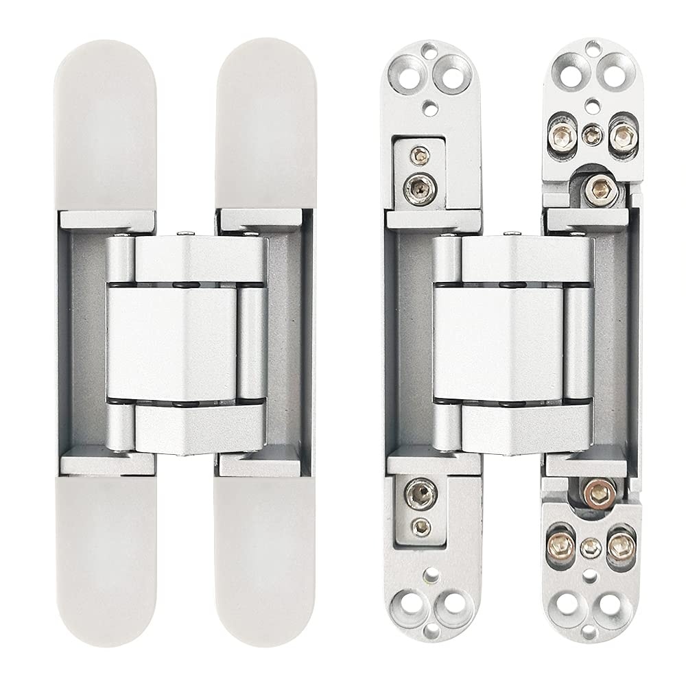 Phyfalip  Concealed Door Hinges Heavy Duty Invisible Hidden Hinges 3D Adjustable Vertical Horizontal Depth 2 Pairs Supports 88 lbs 180 Degree Opening for 35mm Thick Doors Max Width 850mm Mounting Screws Adjustment Tools Included