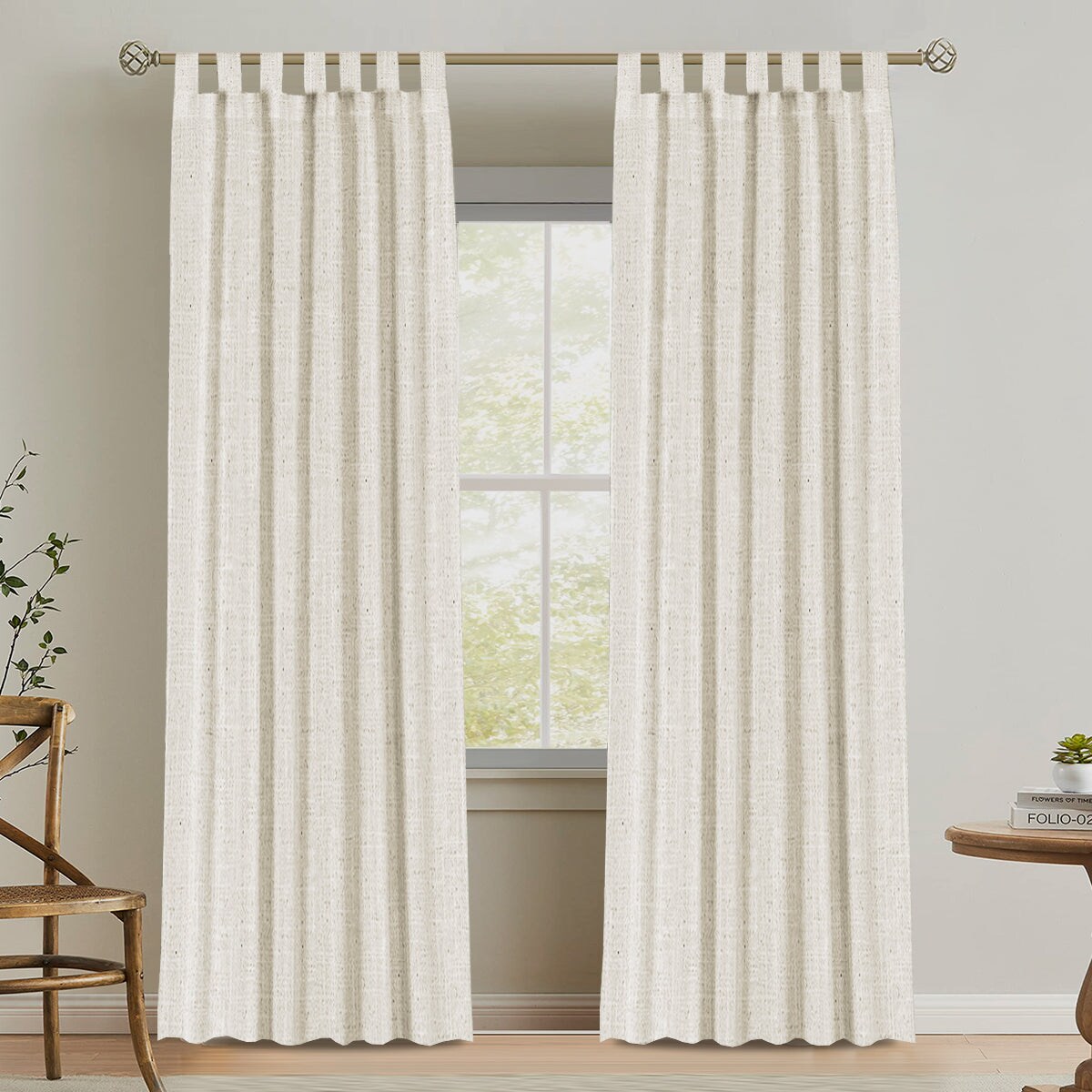 H.Versailtex Light Filtering Curtain Panel Pair Grommet Top 52W x