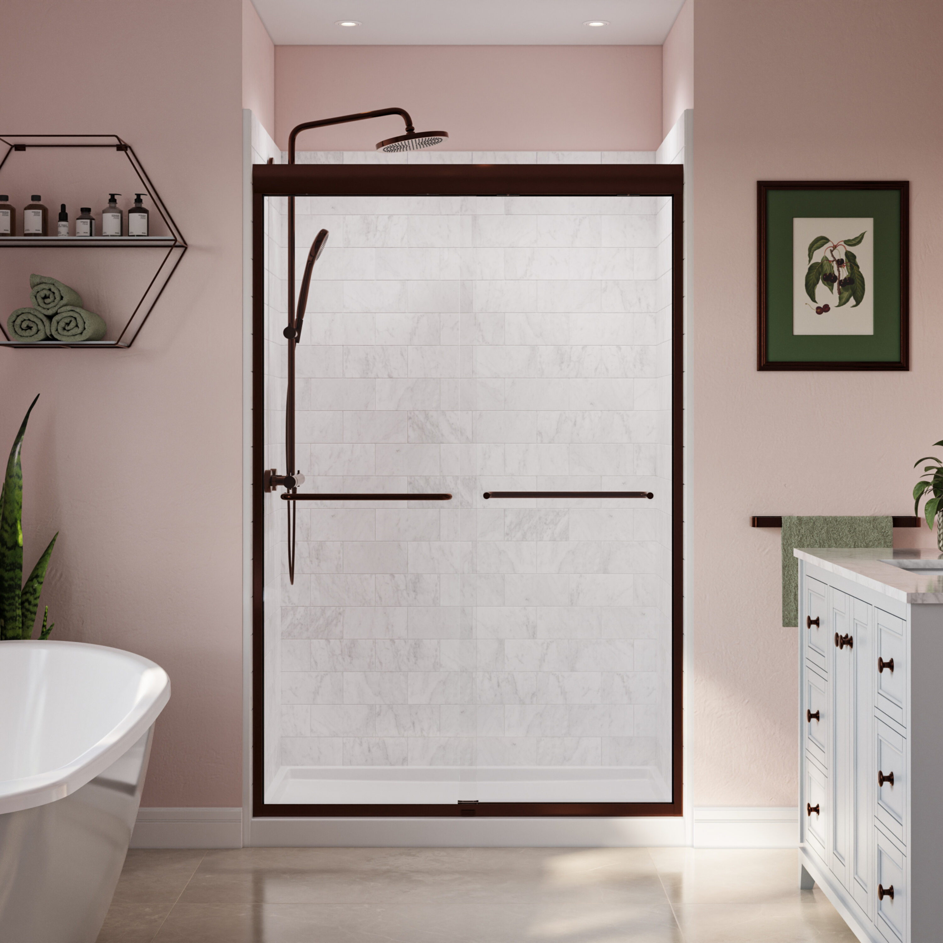 MAAX Aura Dark Bronze 43-in to 47-in W x 71-in H Semi-frameless Clear Glass Bypass Sliding Shower door