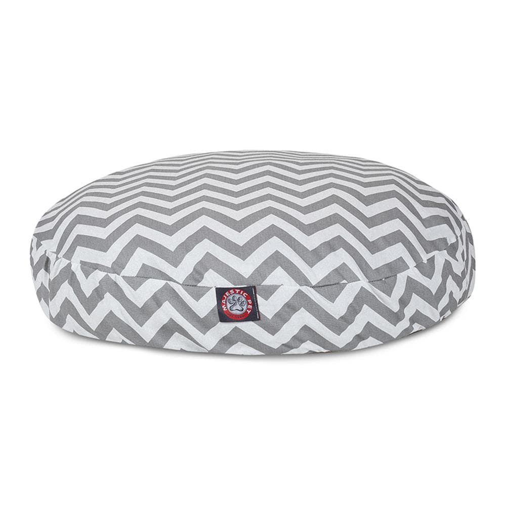 Majestic Pet Products 788995510277 Round Gray Polyester Pillow Dog Bed ( Large )