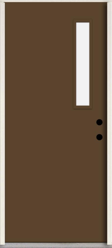 RELIABILT LO1063326 Spotlights 36-in x 80-in x Fiberglass 1/4 lite Left-hand inswing Sable Paint Painted Prehung Front Door Insulating core