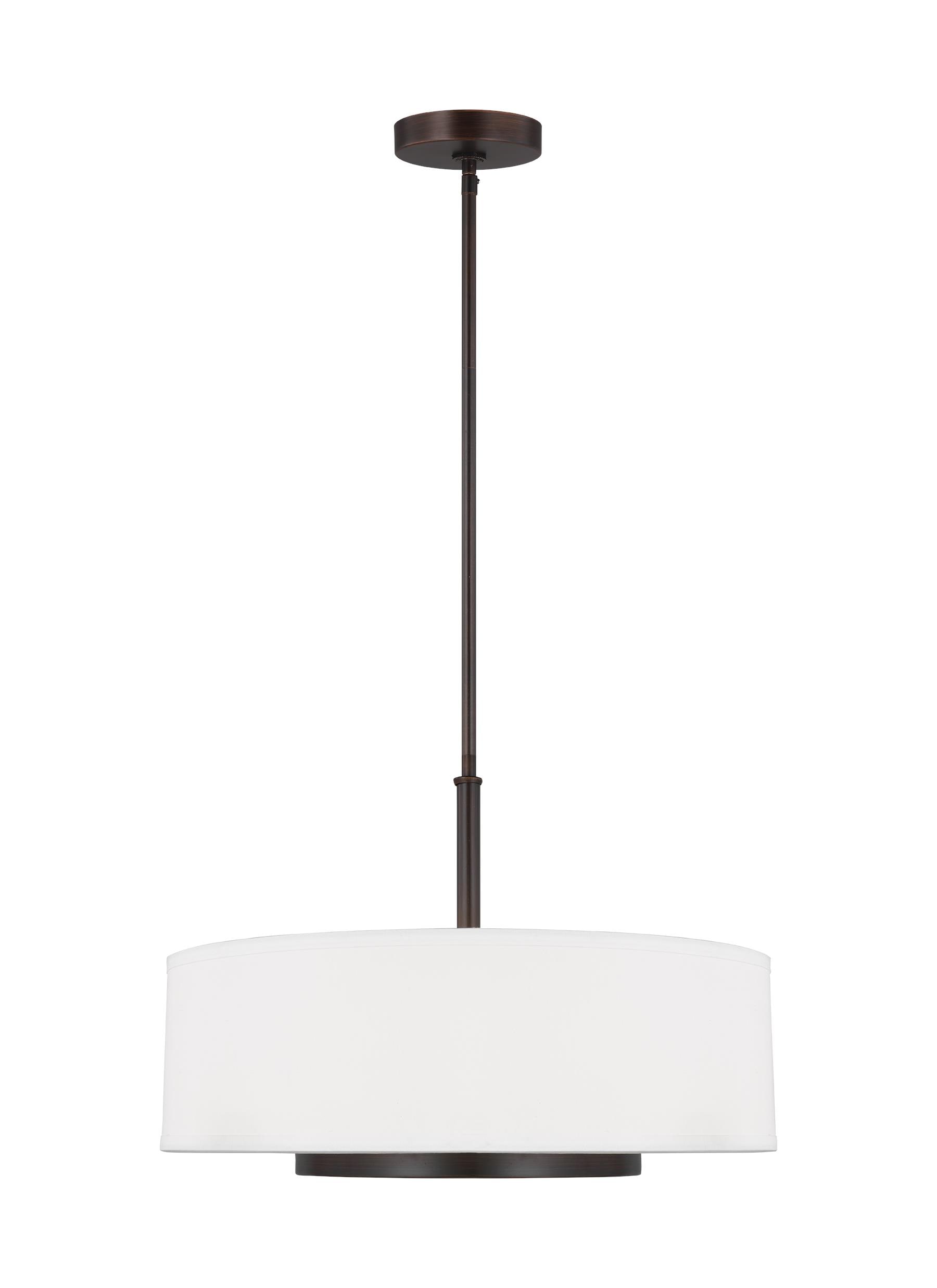 Nance Transitional 3-Light Bronze Pendant with Satin Etched Glass